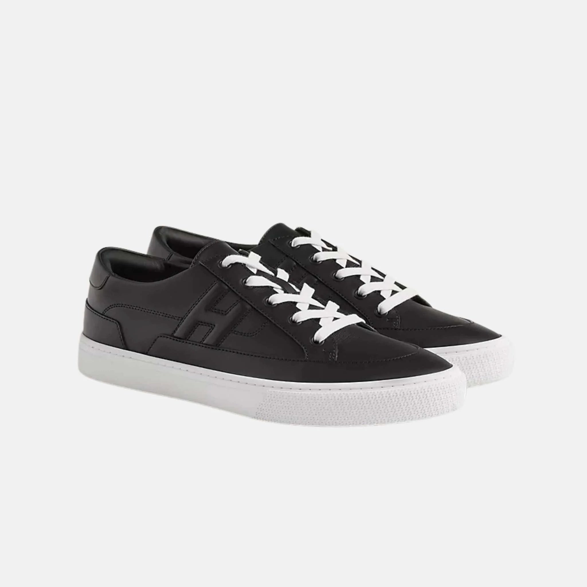 Hermes Deep Sneaker Calfskin Black , Front & Side