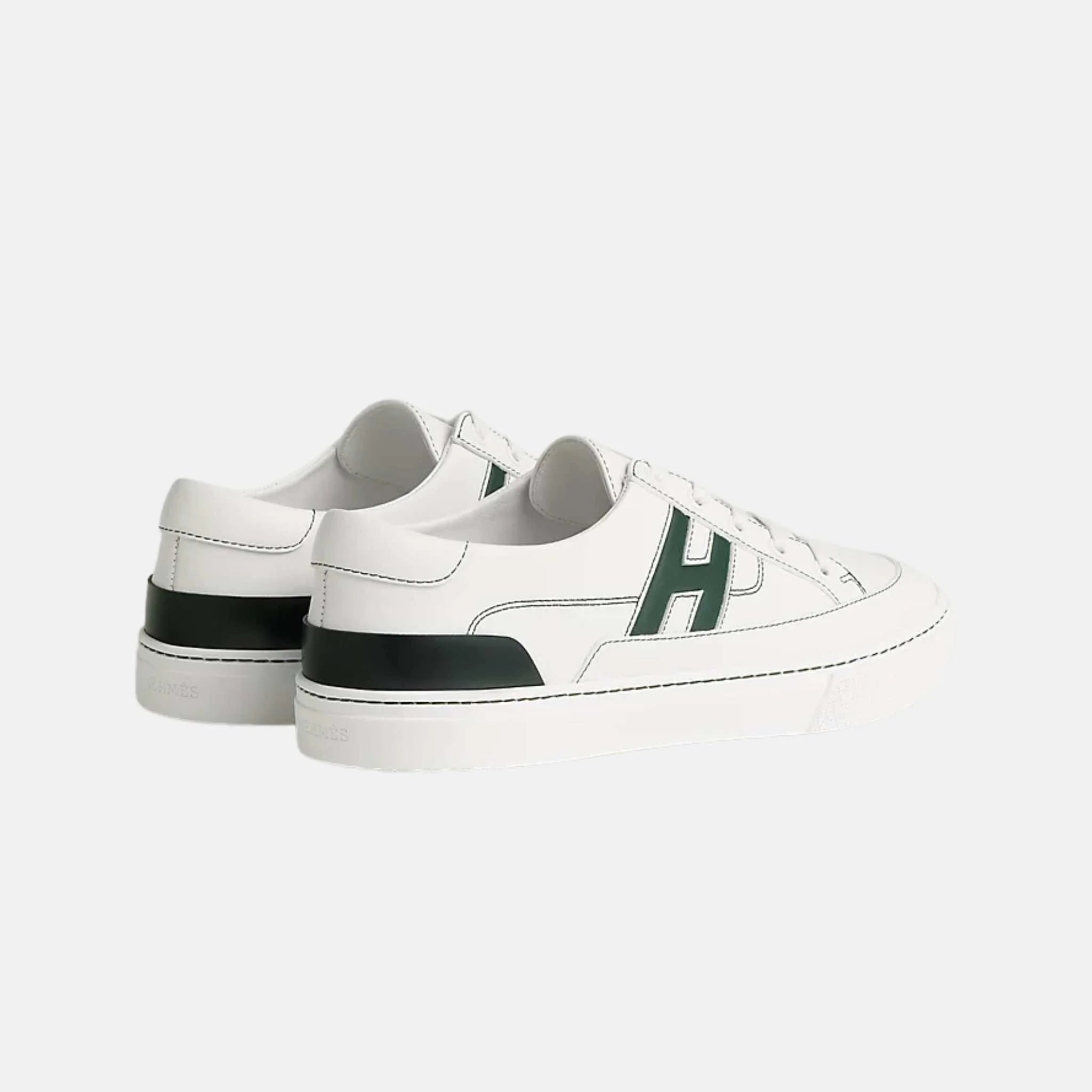 Hermes Deep Sneaker Calfskin White/Vert , Rear