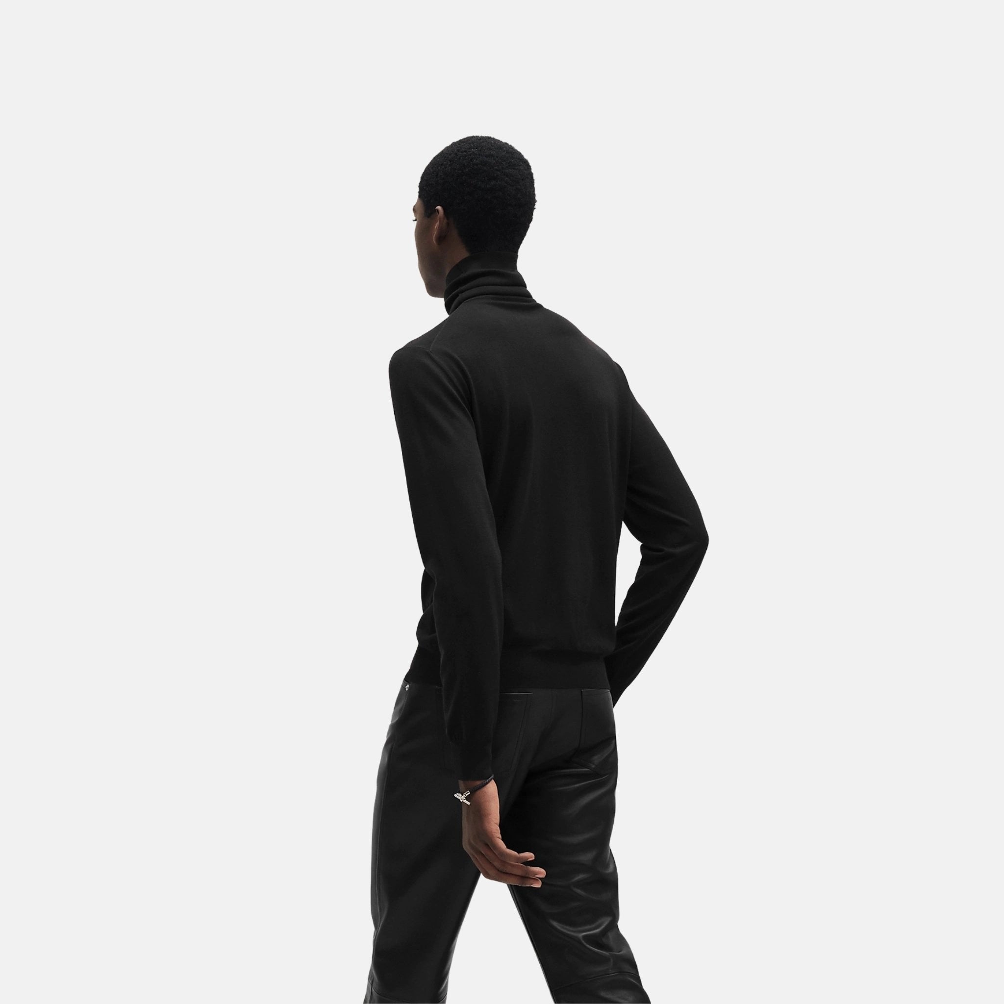 Hermes Detail H Turtleneck Sweater, Noir, Back