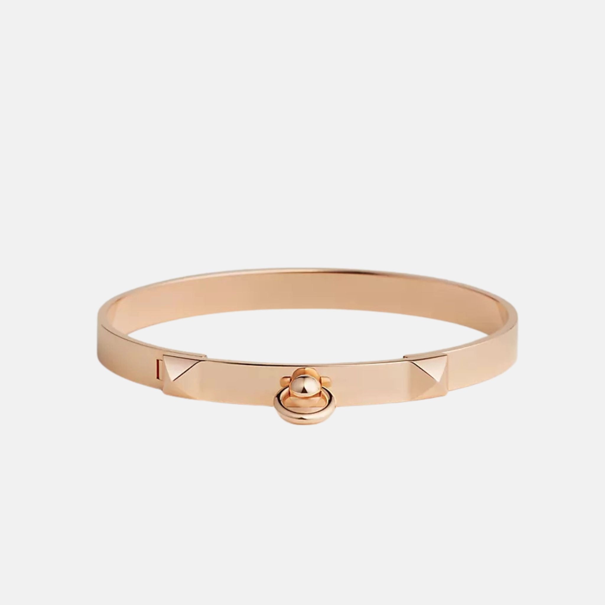 Hermes Dog Collar Bracelet Small Model Rose Gold , Front
