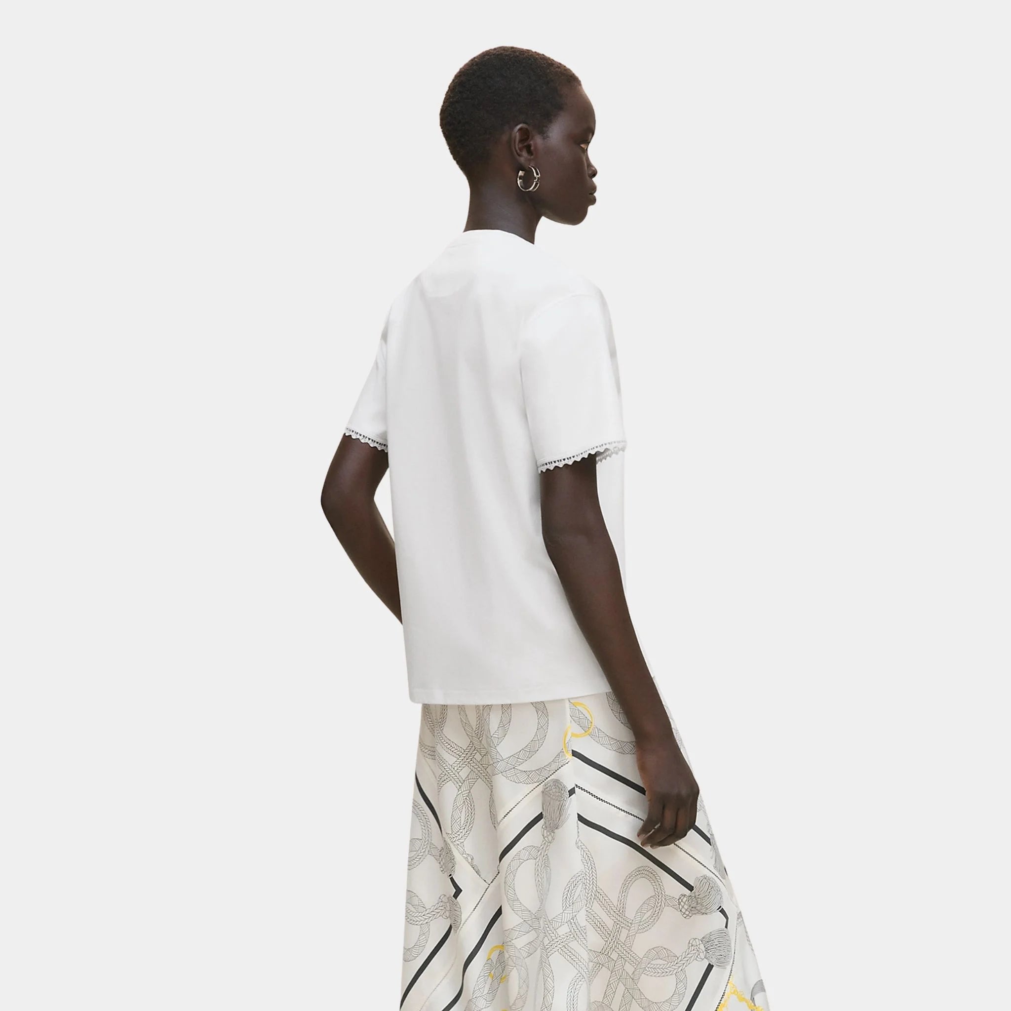 Hermes Embroidered Maxi T-shirt, Blanc, Back