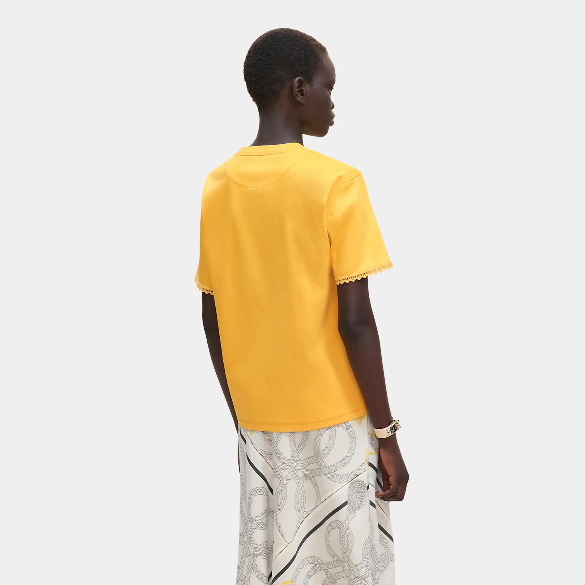 Hermes Embroidered Maxi T-shirt, Jaune Mimosa, Back