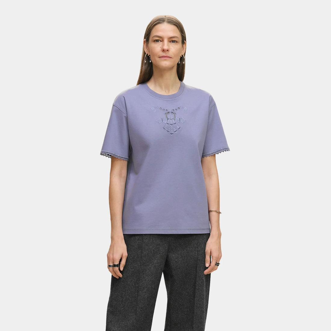 Hermes Embroidered Maxi T-shirt, Violet Lilas, Front