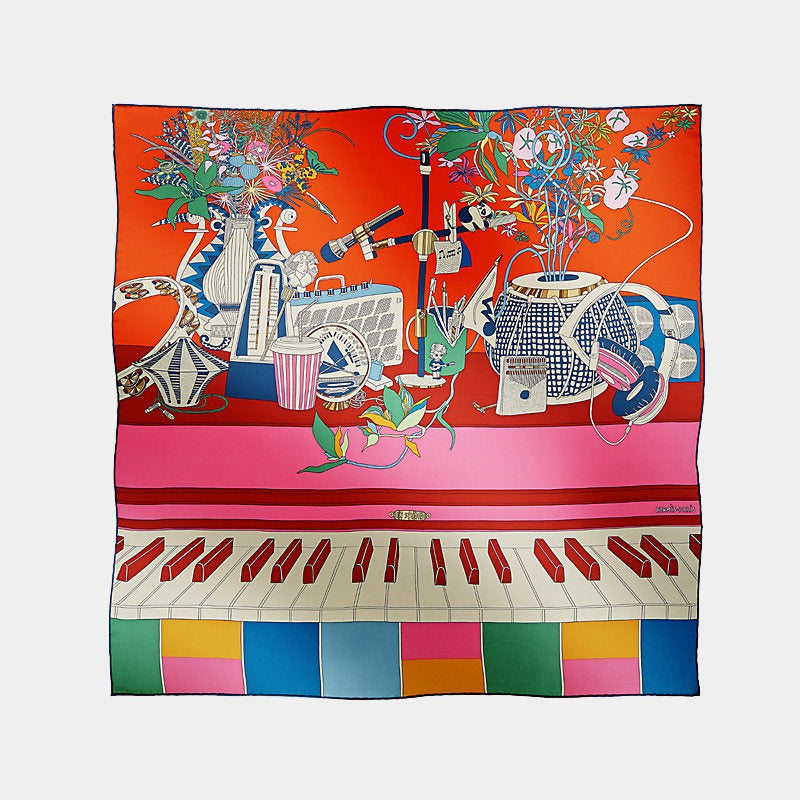 Hermes En Studio scarf 70, Rose Vermillon