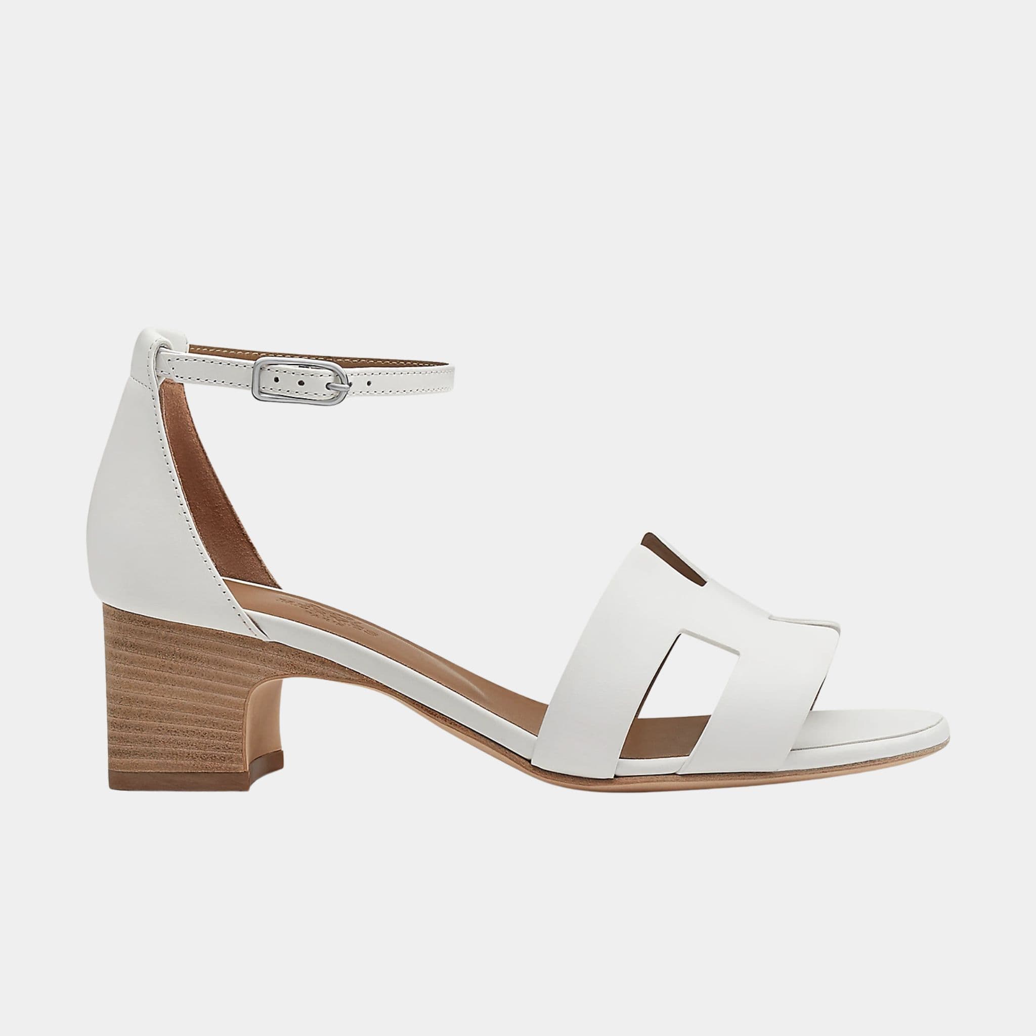 Hermes Encens 50 Sandal in Calfskin, Blanc, Side