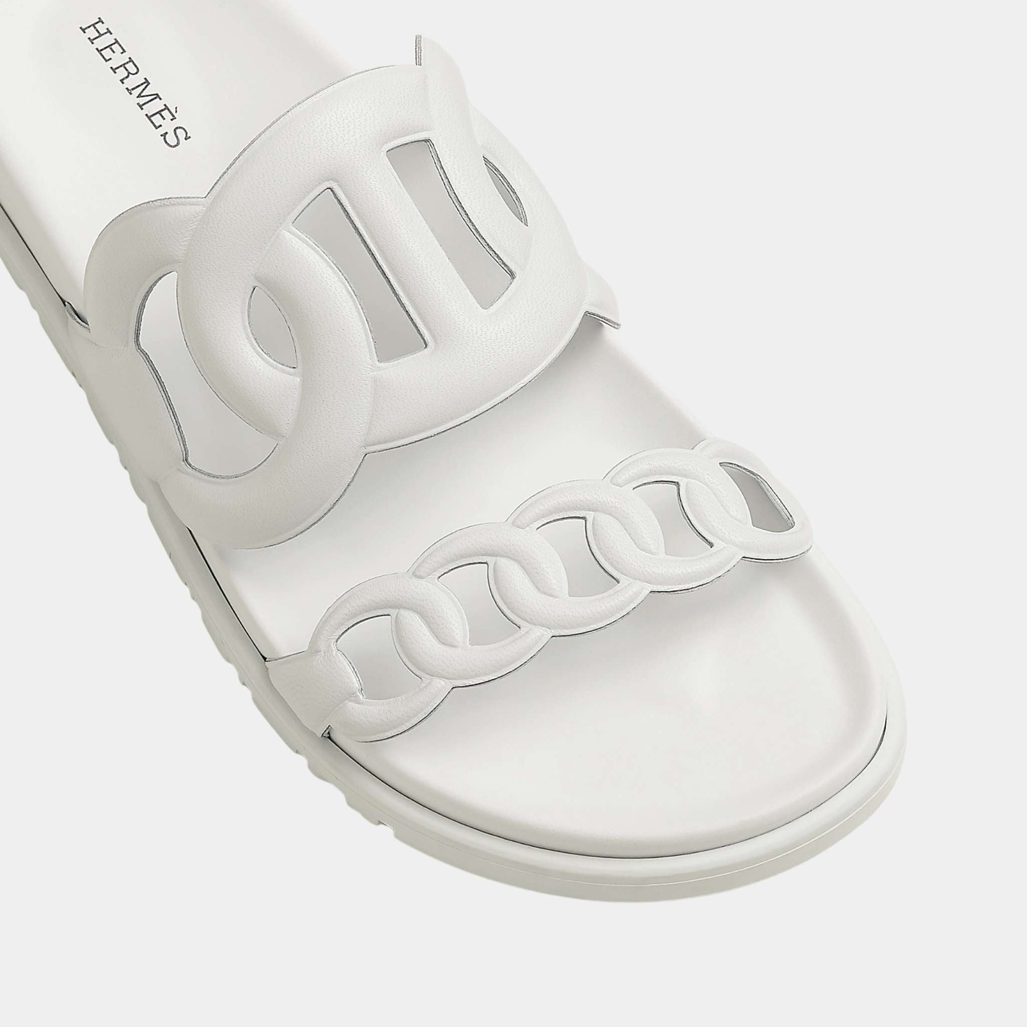 wHermes Extra Sandals in Nappa Leather, Blanc, Top