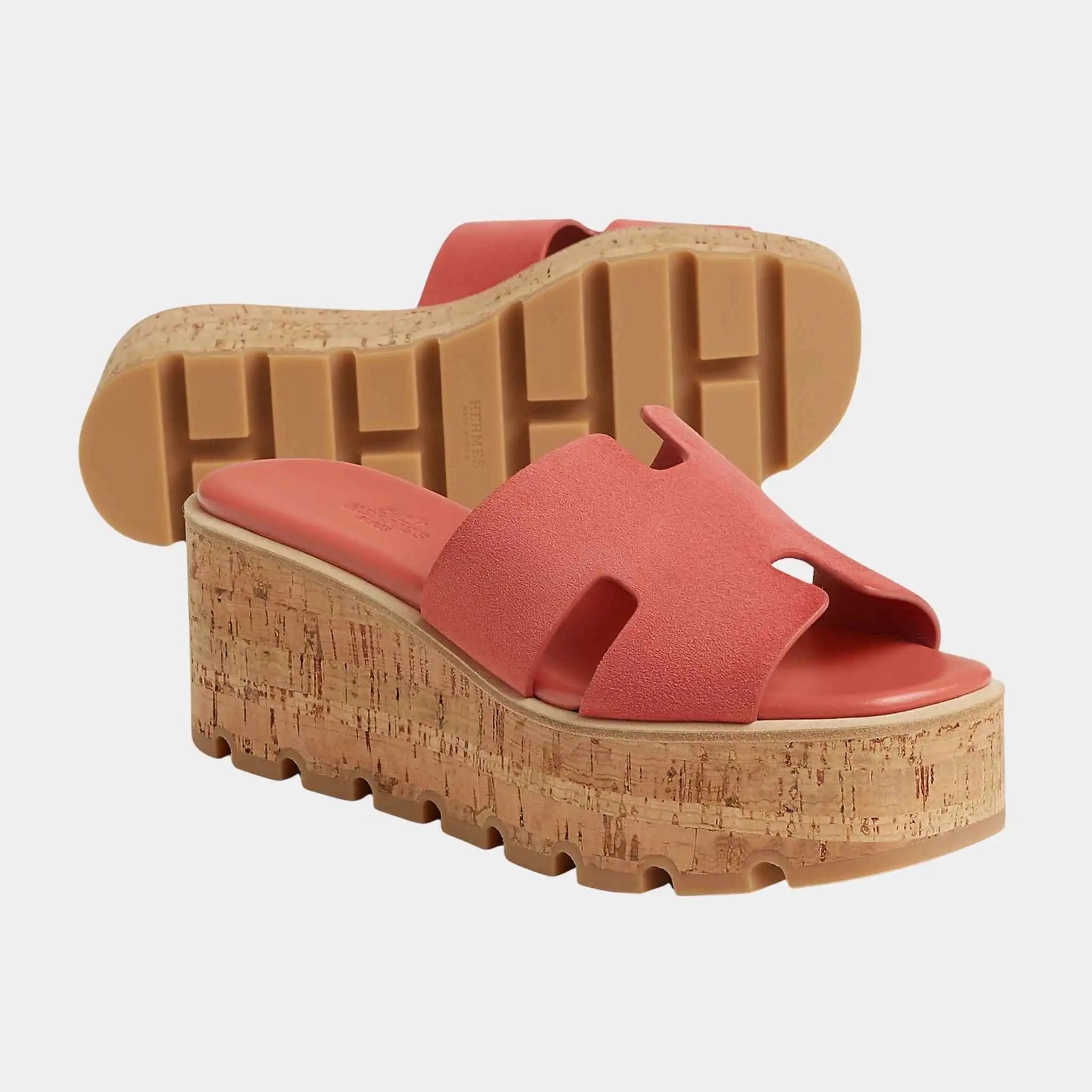 Hermes Eze 30 Sandals Suede Goatskin, Rouge Tomette, Front