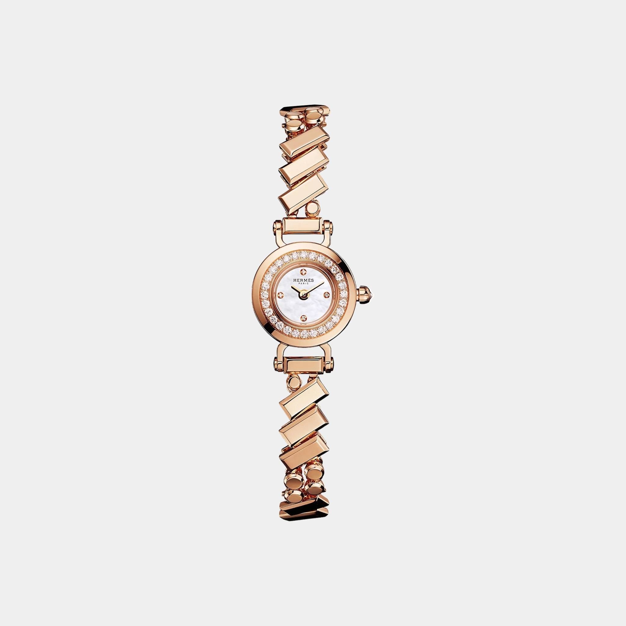Hermes Faubourg Polka Rose Gold 15 mm Watch, Front