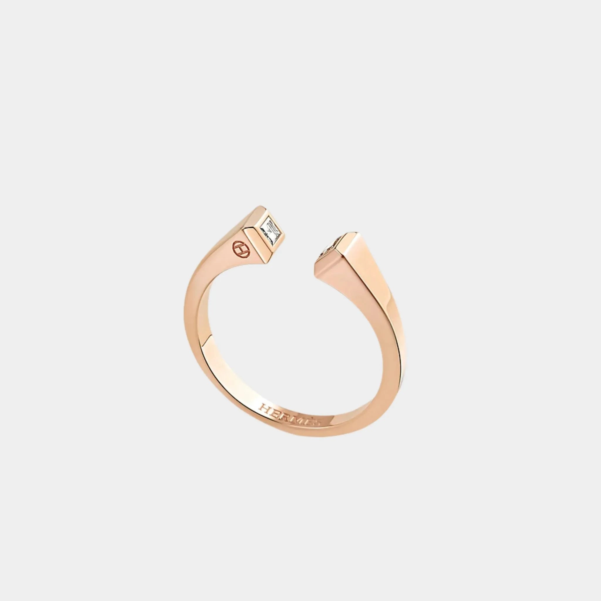 Hermes Forge Nail Ring Small Model Rose Gold Diamond, Front
