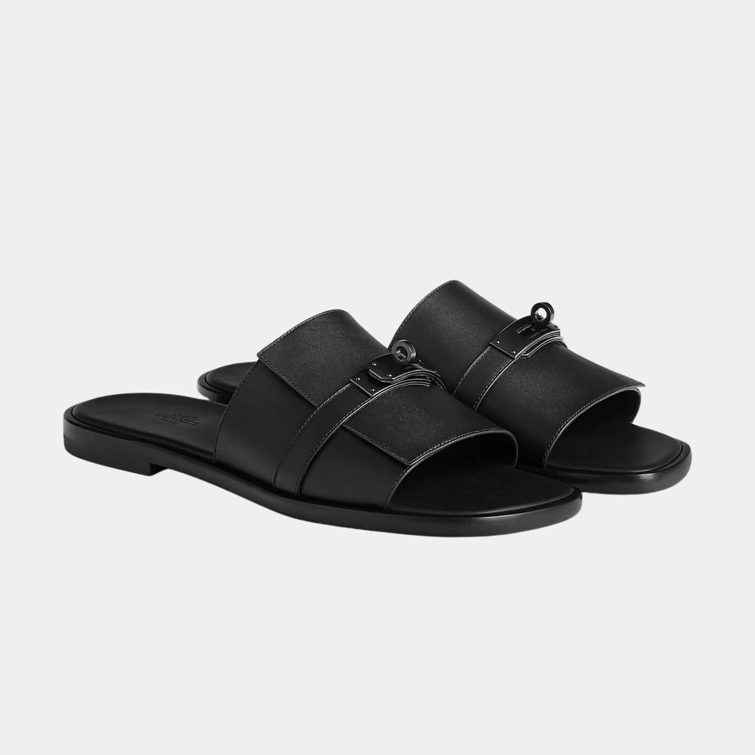Hermes Gabriel Sandal in Calfskin, Noir, Front