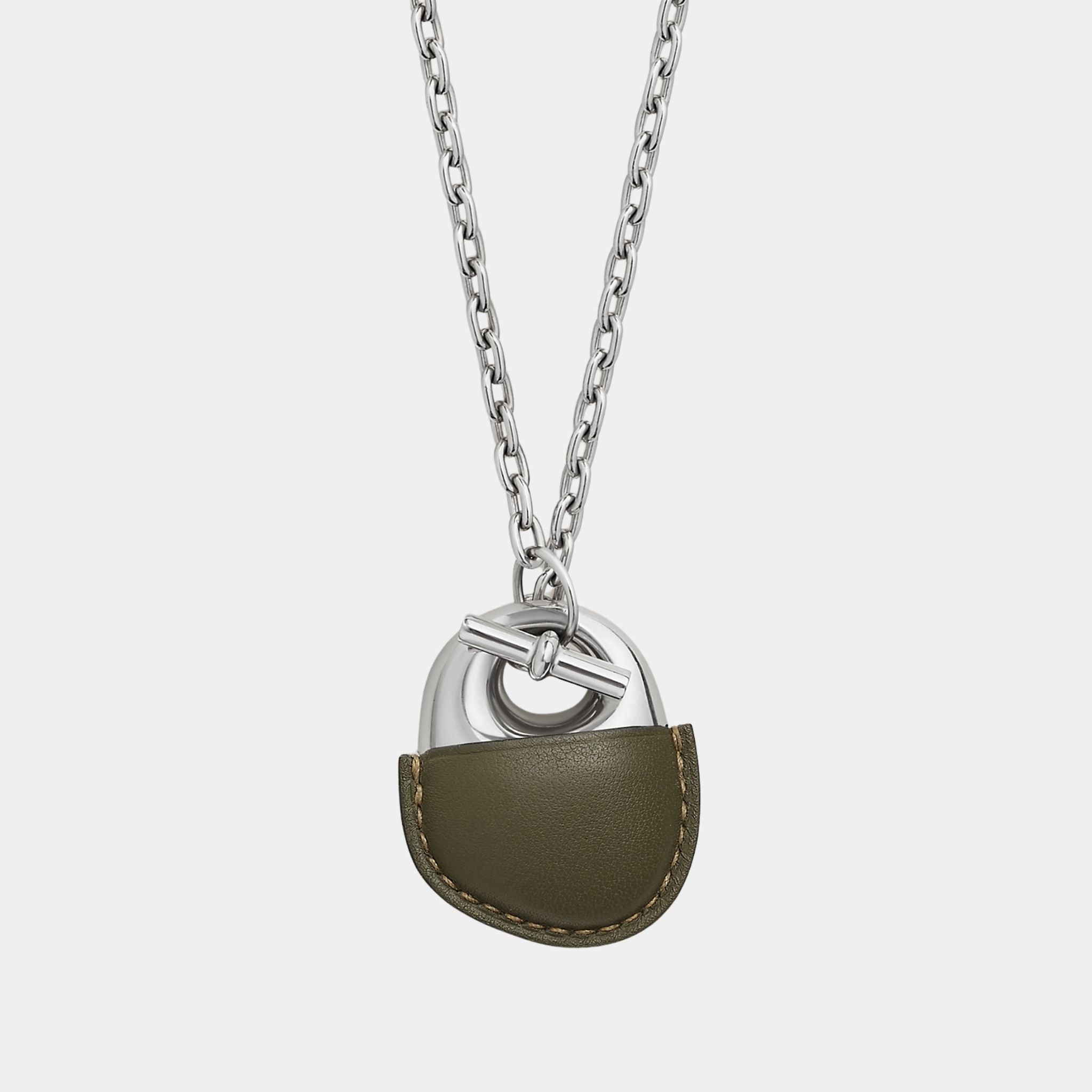 Hermes Galet Gaine Necklace Swift Calfskin, Vert Veronese