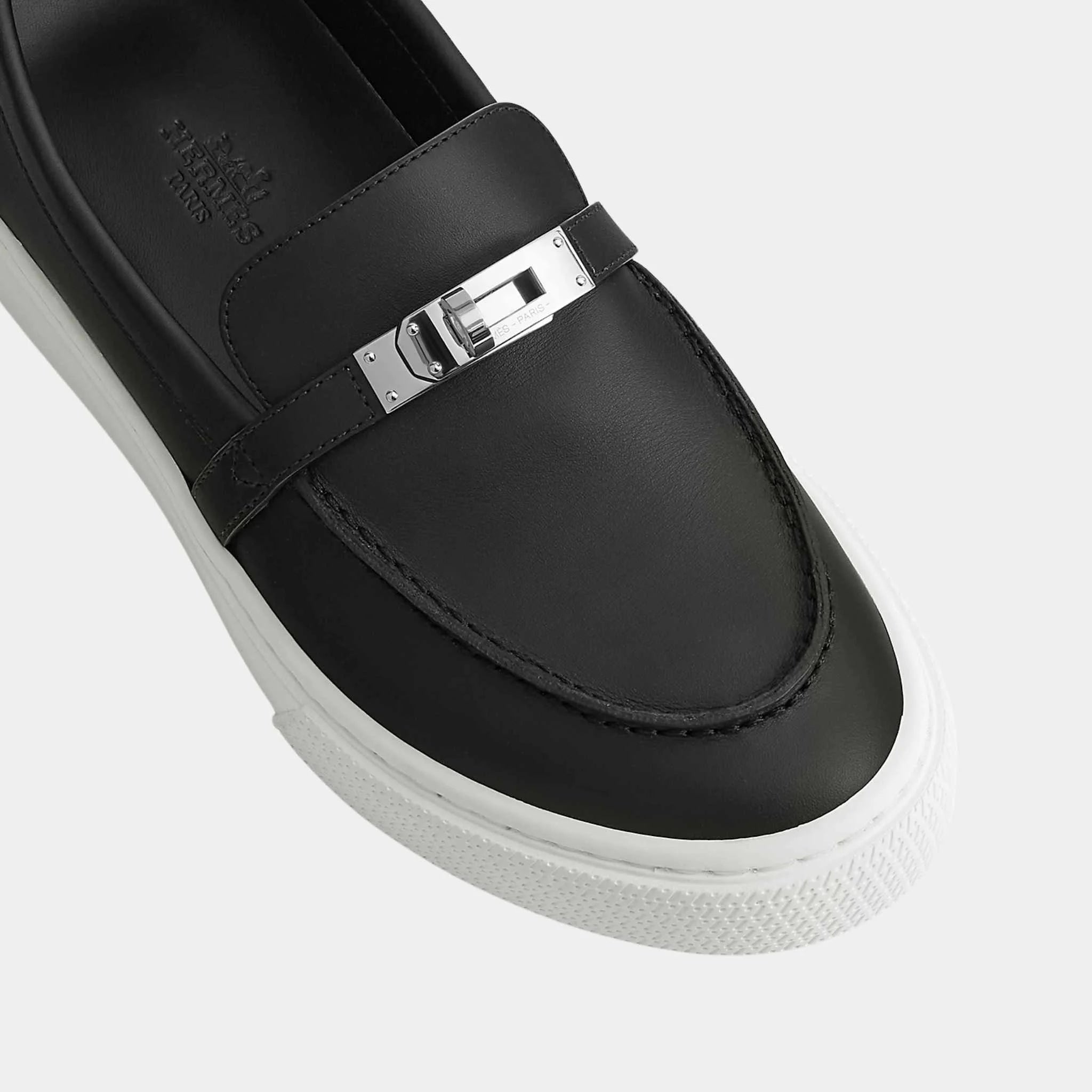 Hermes Game Slip On Sneaker in Calfskin, Noir, Top