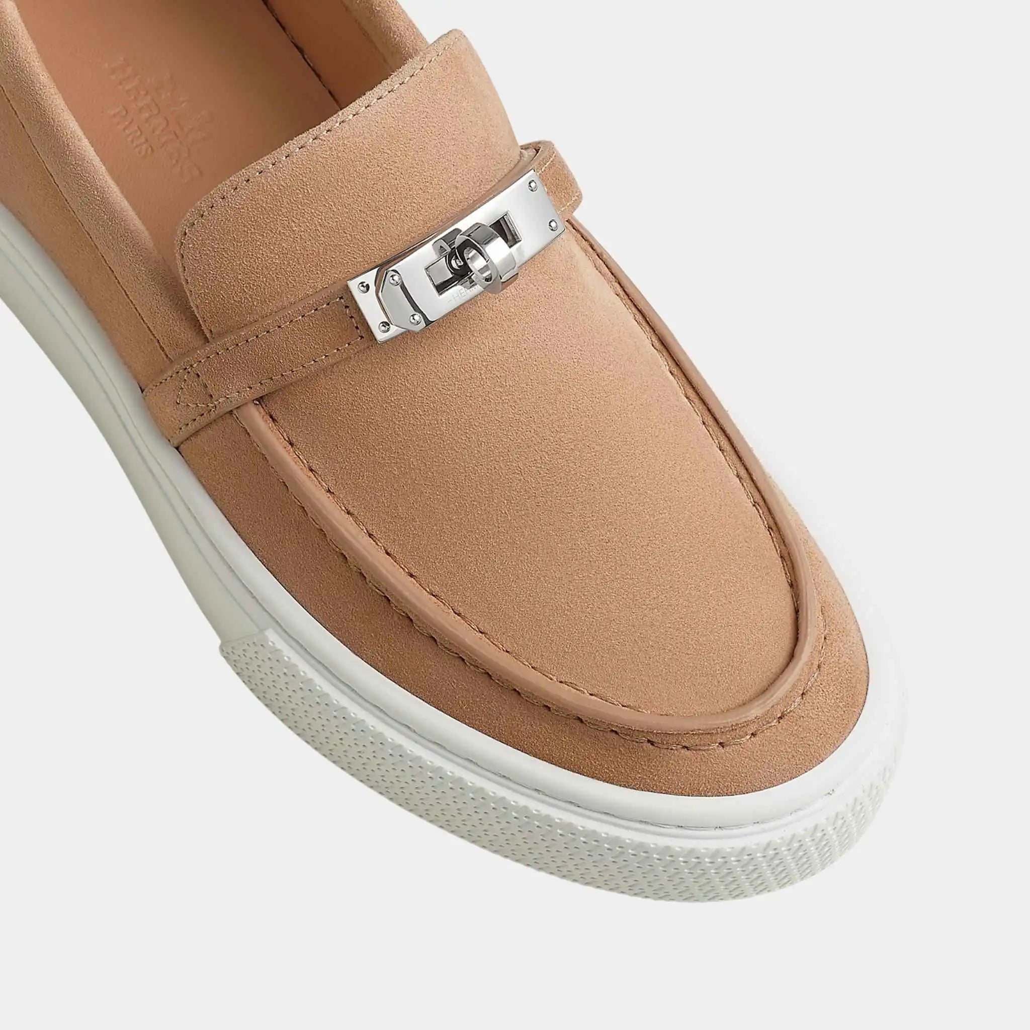 Hermes Game Slip On Sneaker in Suede Goatskin, Beige Perlino, Top