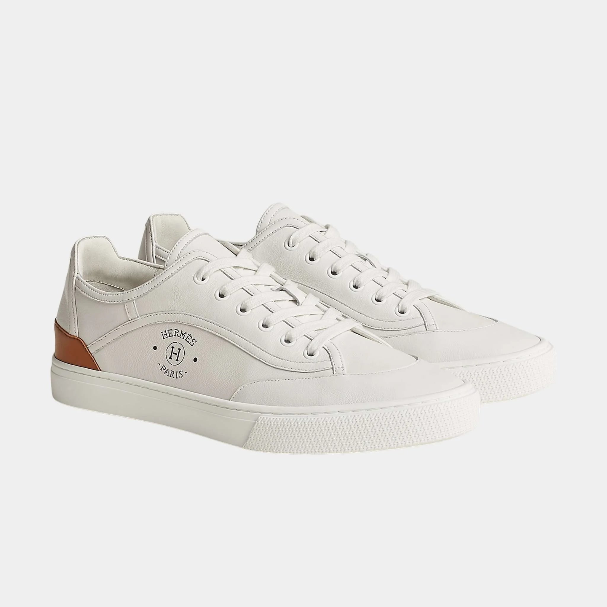 Hermes Get Sneaker in Calfskin, Blanc, Front