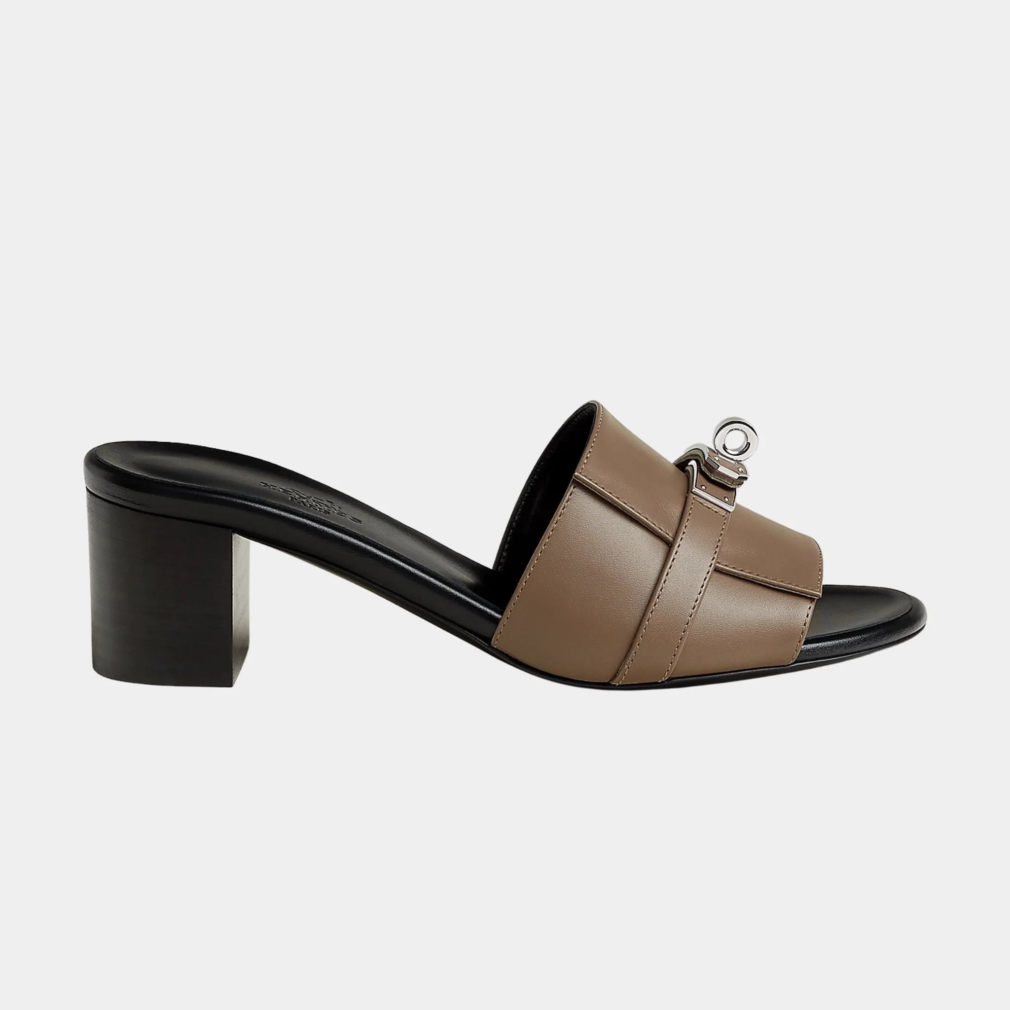 Hermes Gigi 50 Sandals Calfskin, Etoupe, Side