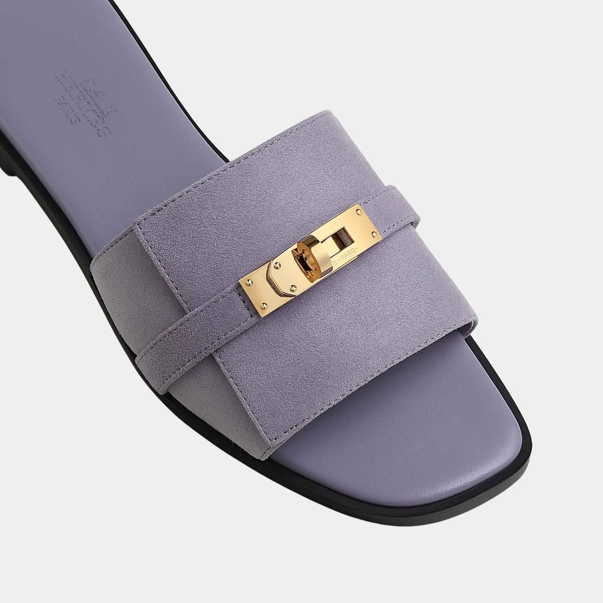 Hermes Giulia Sandals Goat Suede, Violet Glycine, Top