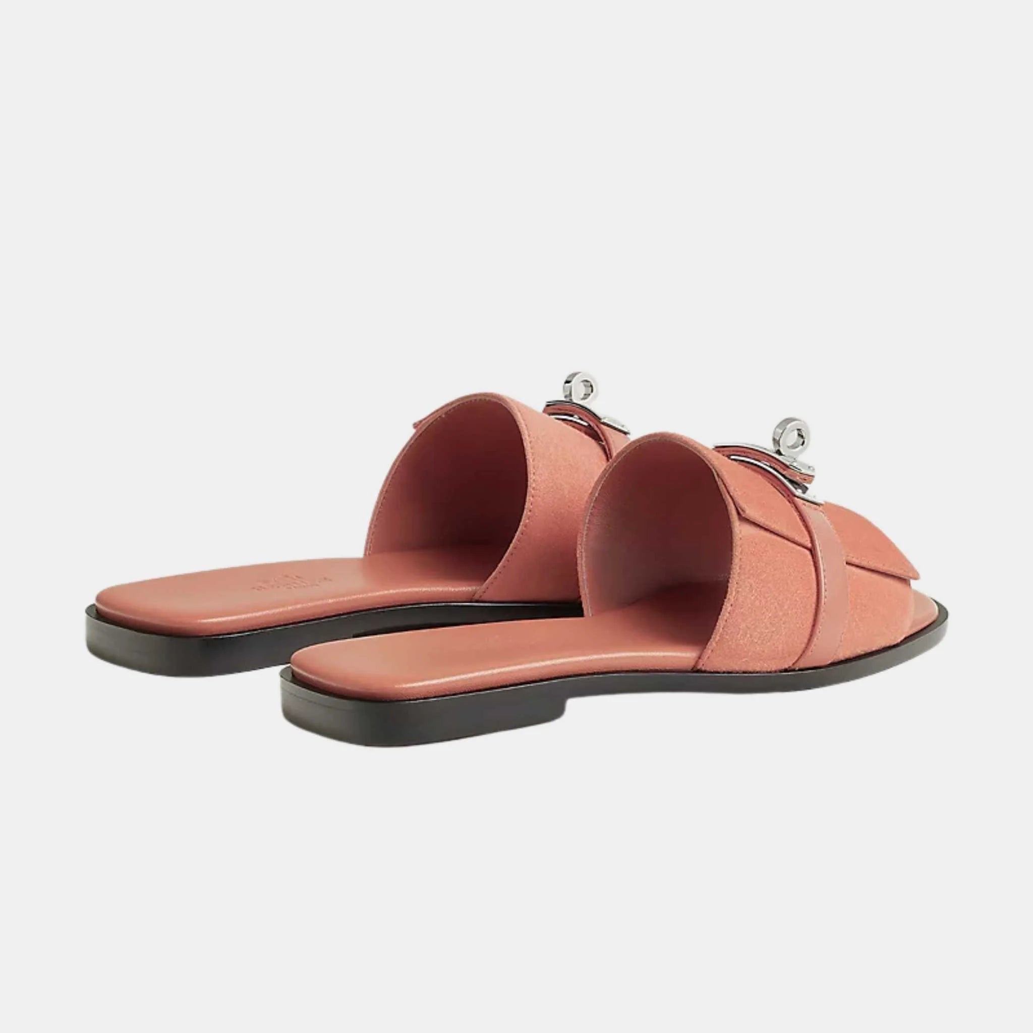 Hermes Giulia Sandals Goat Suede, PInk Bubinga, Back
