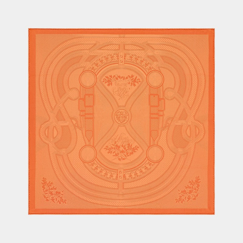 Hermes Grand Tralala Medaillon scarf 65, Orange, Front