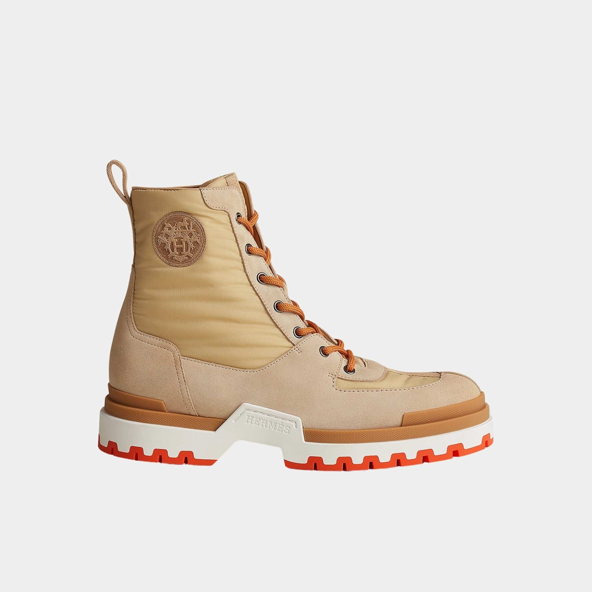 Hermes Grip Ankle Boot in Parachute Ripstop and Suede Calfskin, Side