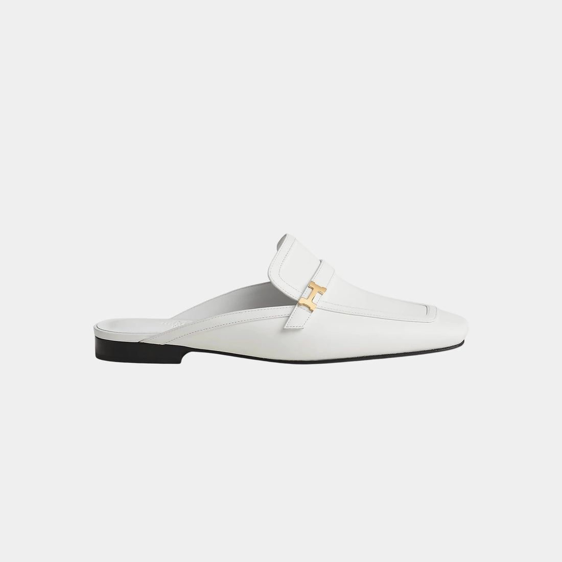 Hermes Groupie Mule Calfskin, Blanc, Side