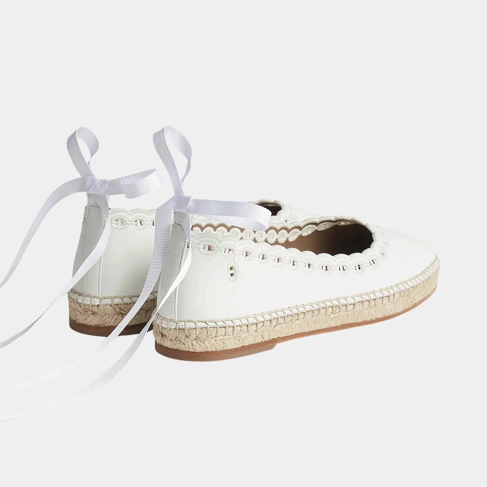 Hermes Guapa Espadrille Calfskin, Blanc, Back