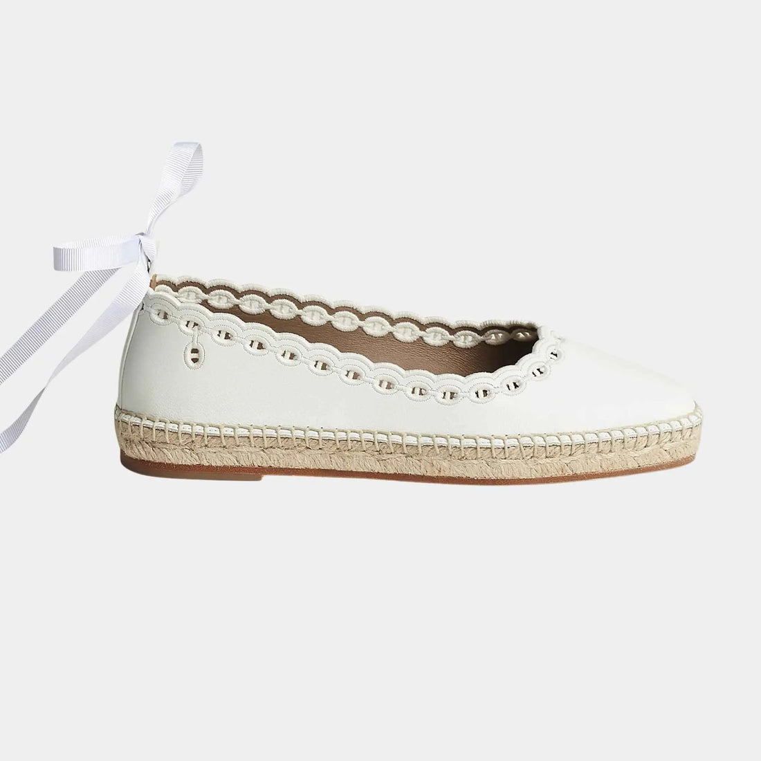 Hermes Guapa Espadrille Calfskin, Blanc, Side