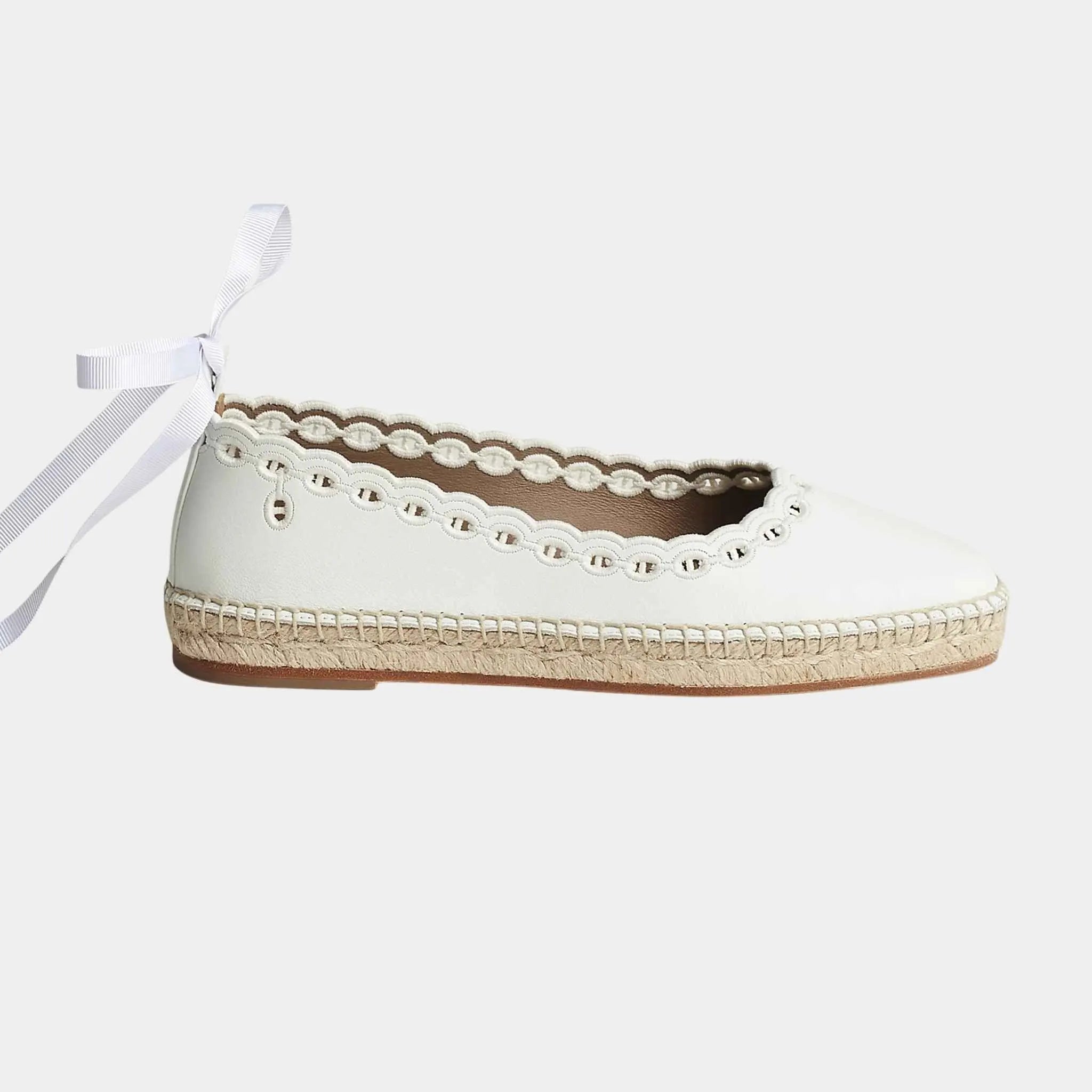 Hermes Guapa Espadrille Calfskin, Blanc, Side