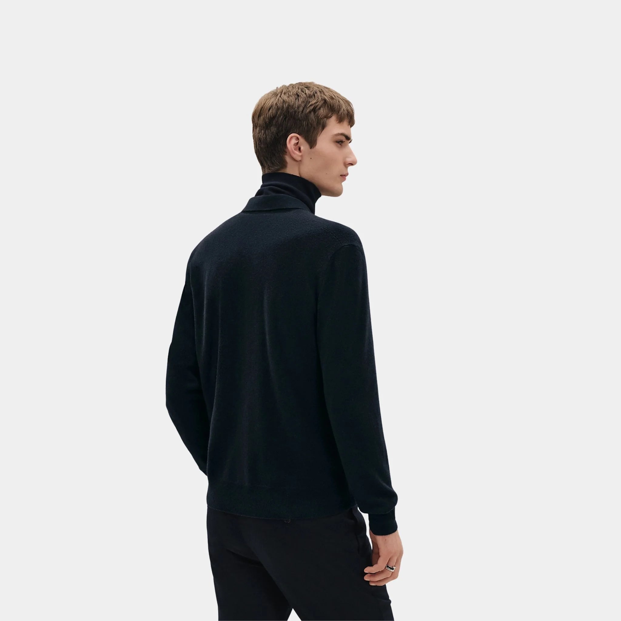 Hermes H bartack Button-down Cashmere Cardigan, Marine, Back