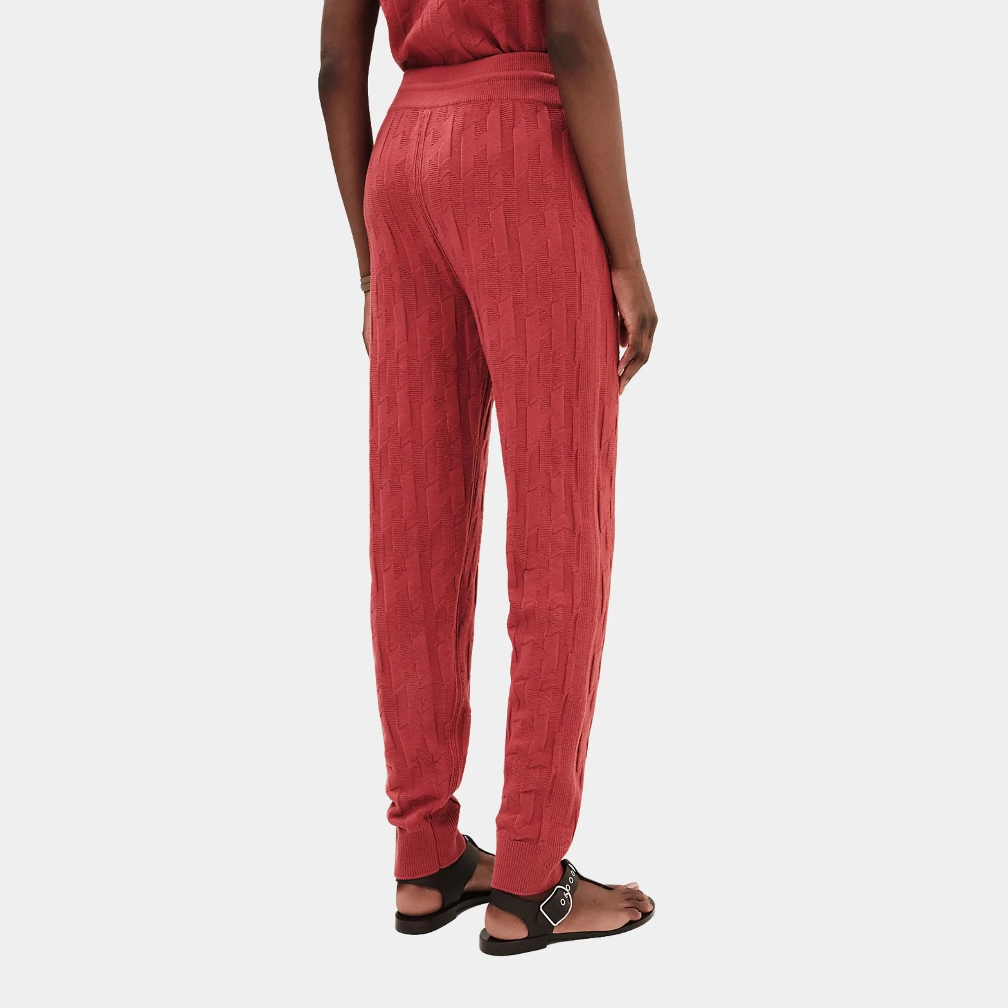 Hermes H Jogging Pants in Plain Wool, Rouge Sanguine, Back