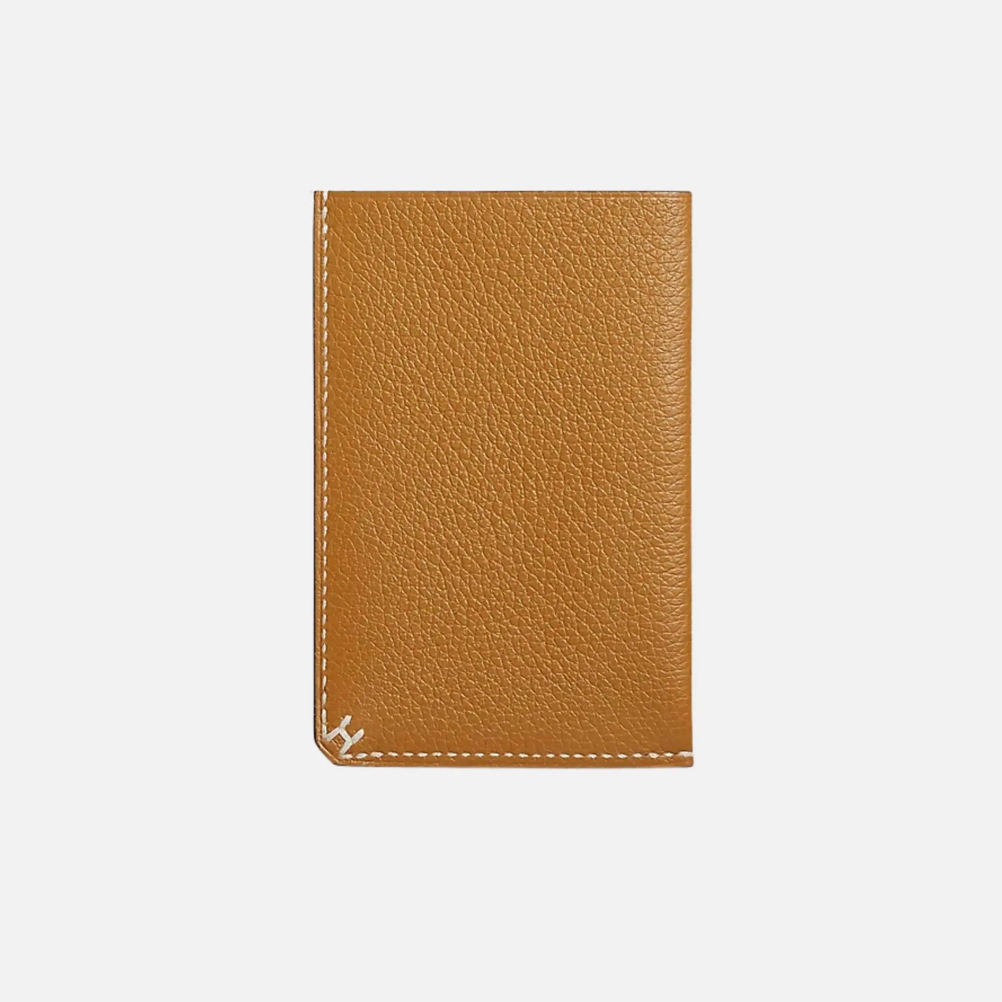 Hermes H Sellier Card Holder Evercolor Calfskin, Caramel, Front