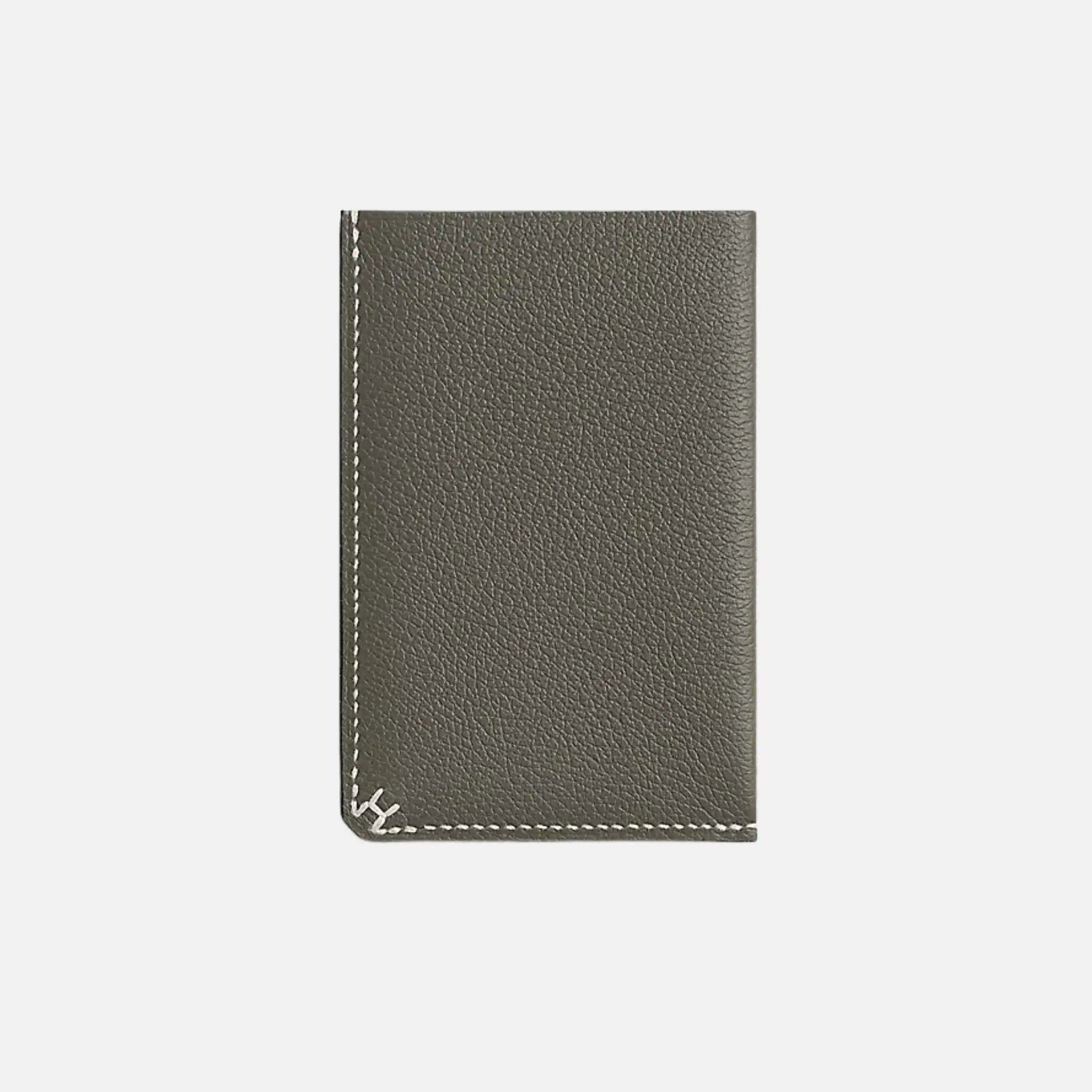 Hermes H Sellier Card Holder Evercolor Calfskin, Gris Meyer, Front