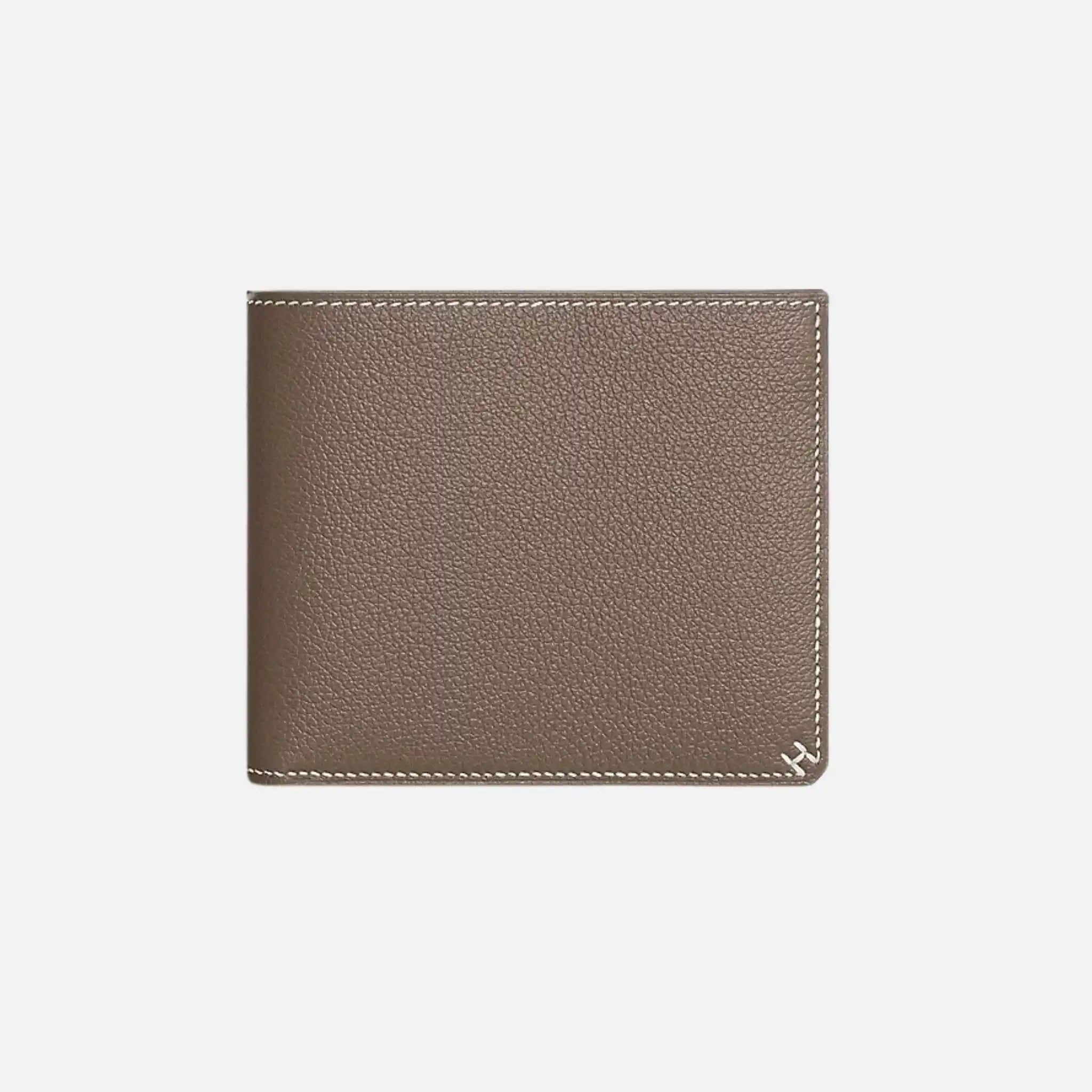 H Sellier Compact Wallet Evercolor Calfskin, Etoupe