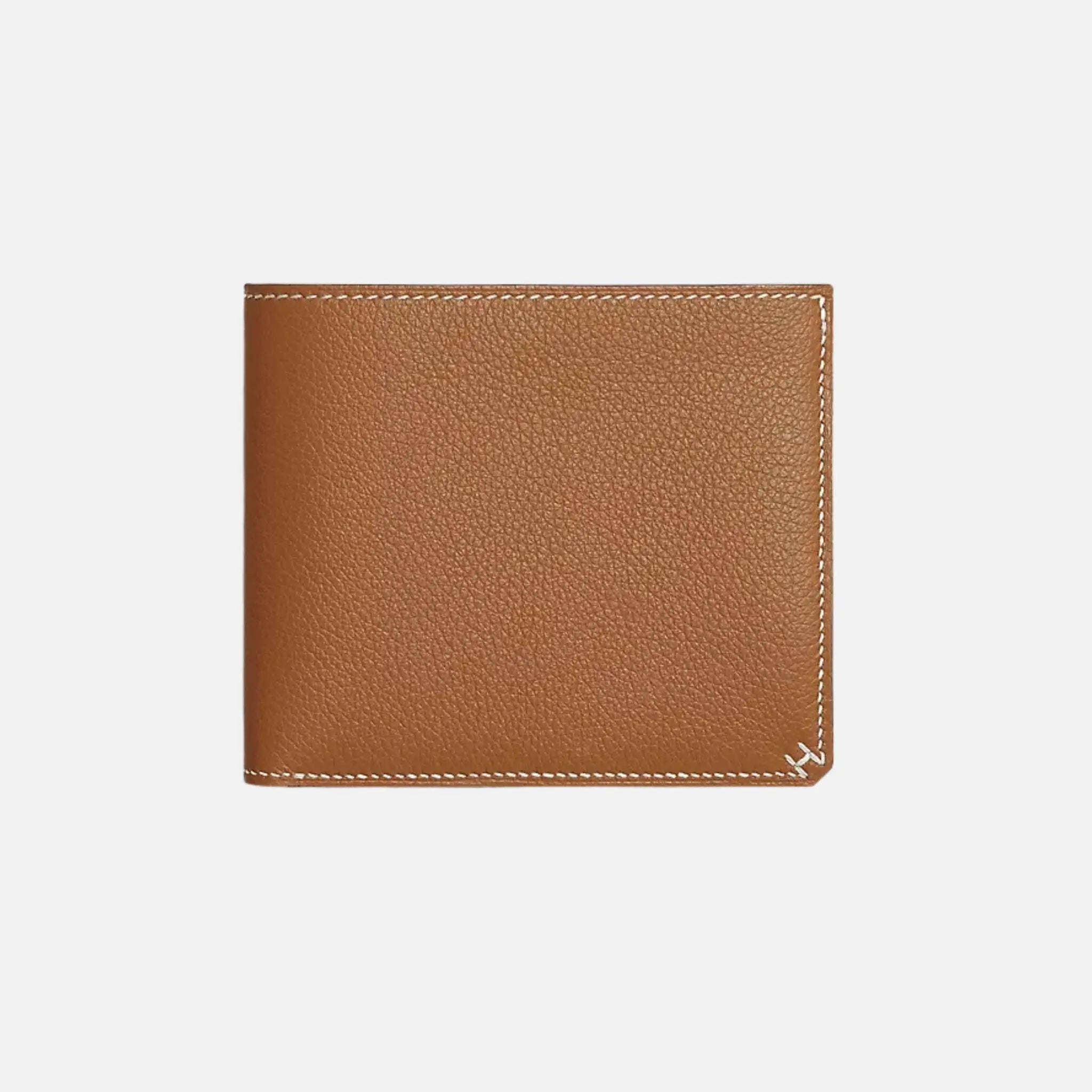 H Sellier Compact Wallet Evercolor Calfskin, Gold