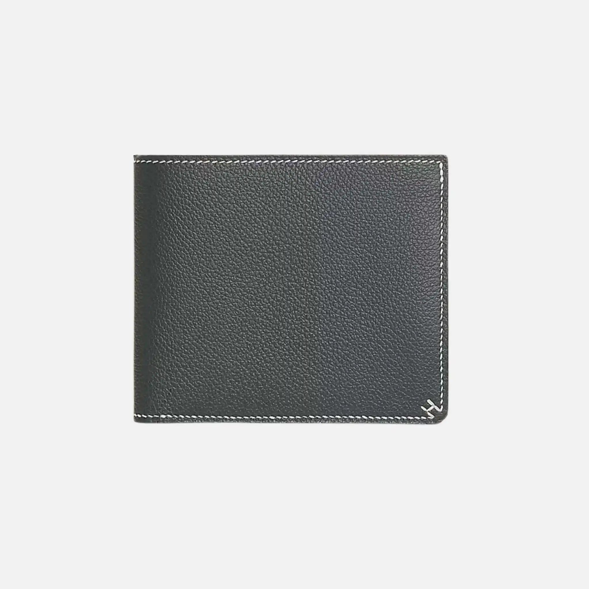 H Sellier Compact Wallet Evercolor Calfskin, Gris Misty