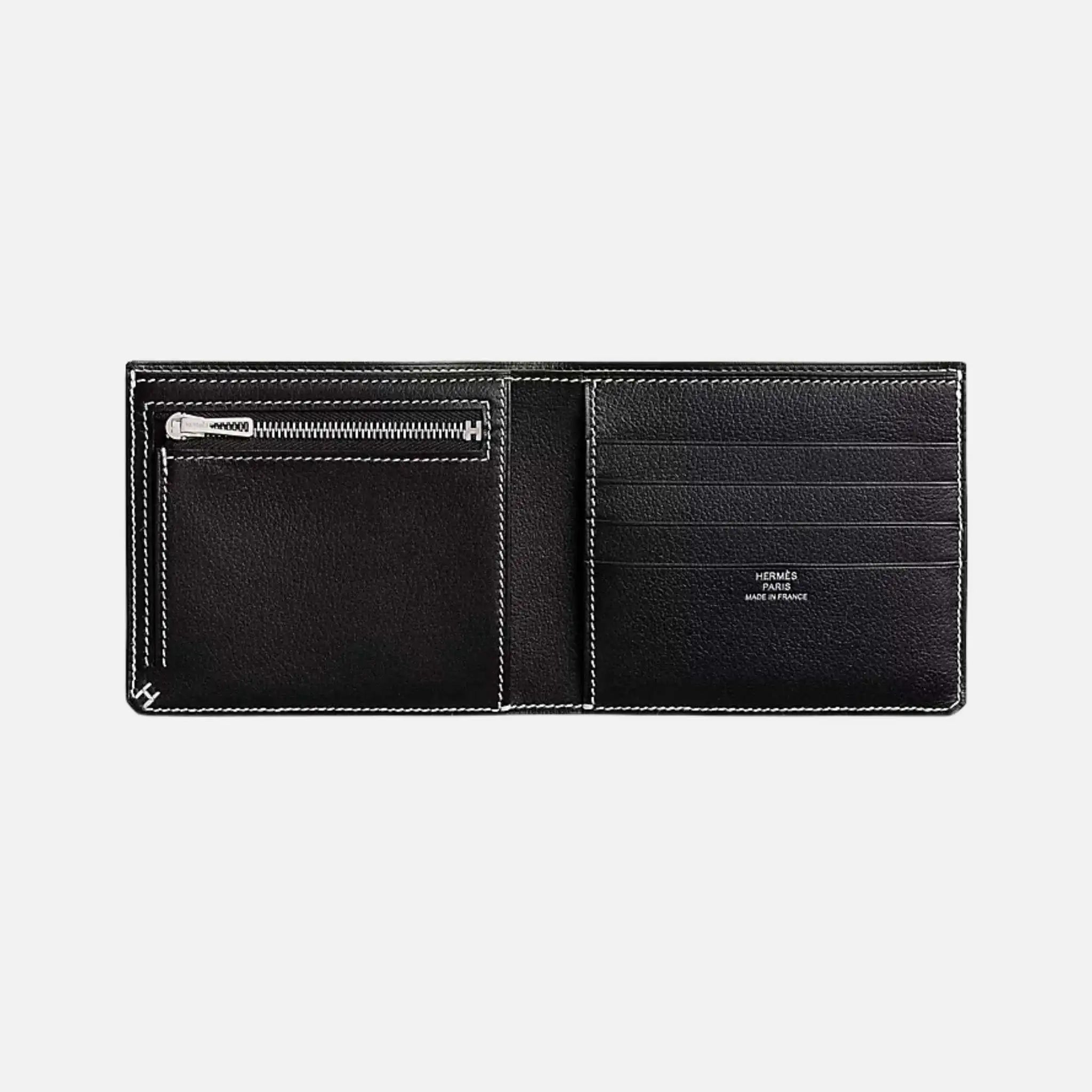 H Sellier Compact Wallet Evergrain Calfksin, Black, Interior