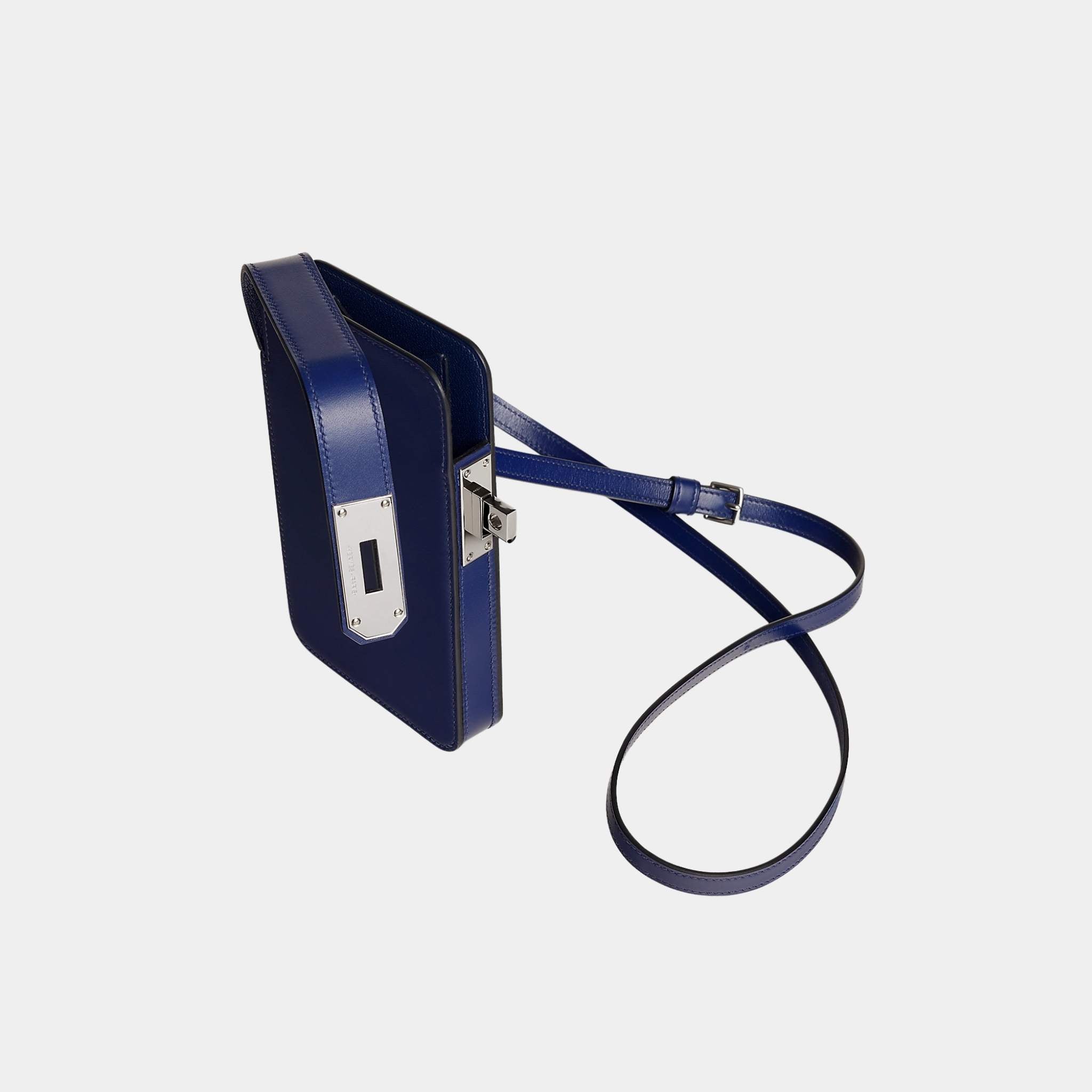 Hermes Hac a Box Phone Case Tadelakt Calfskin Bleu Saphir, Top