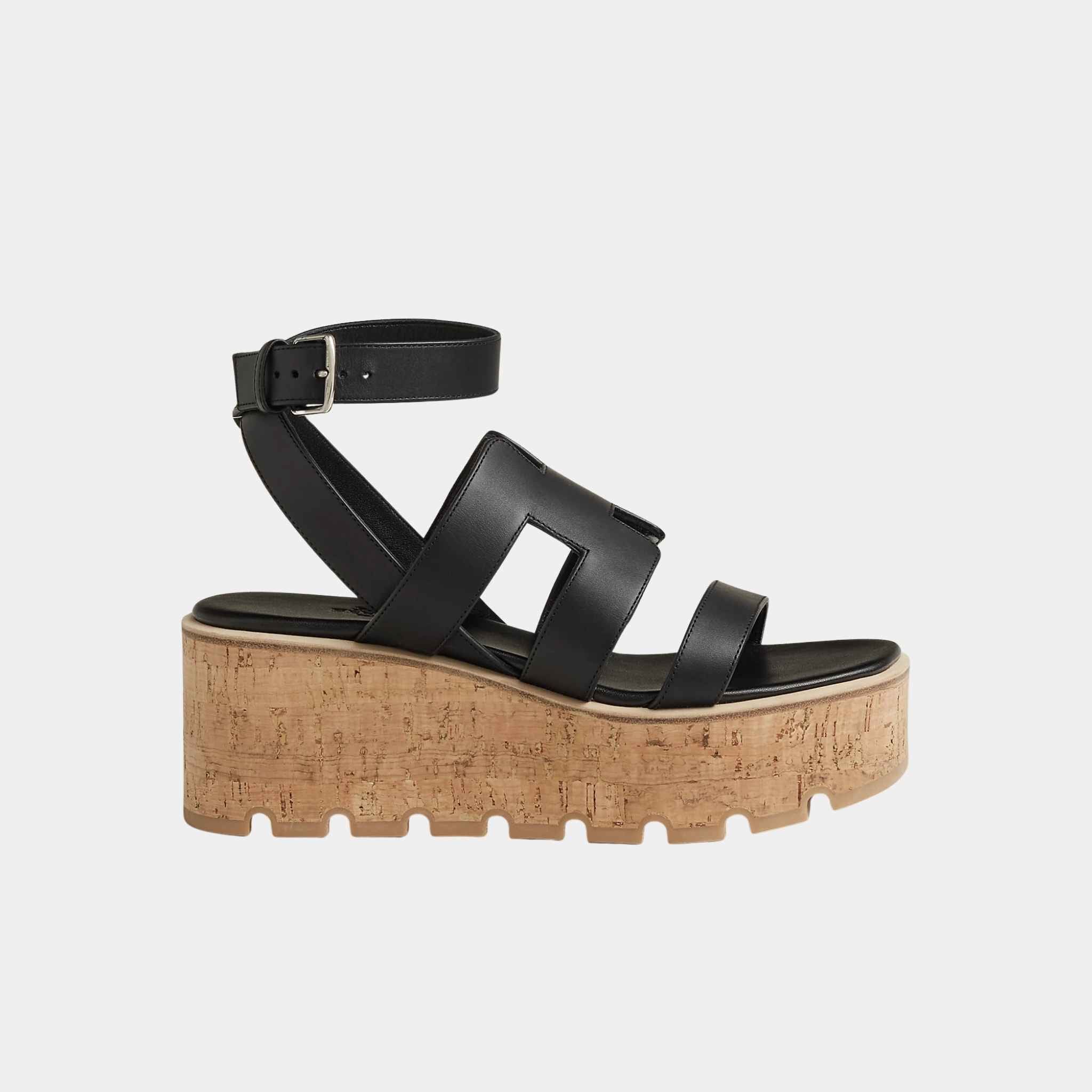 Hermes Havane 30 Sandal Calfskin, Black, Side