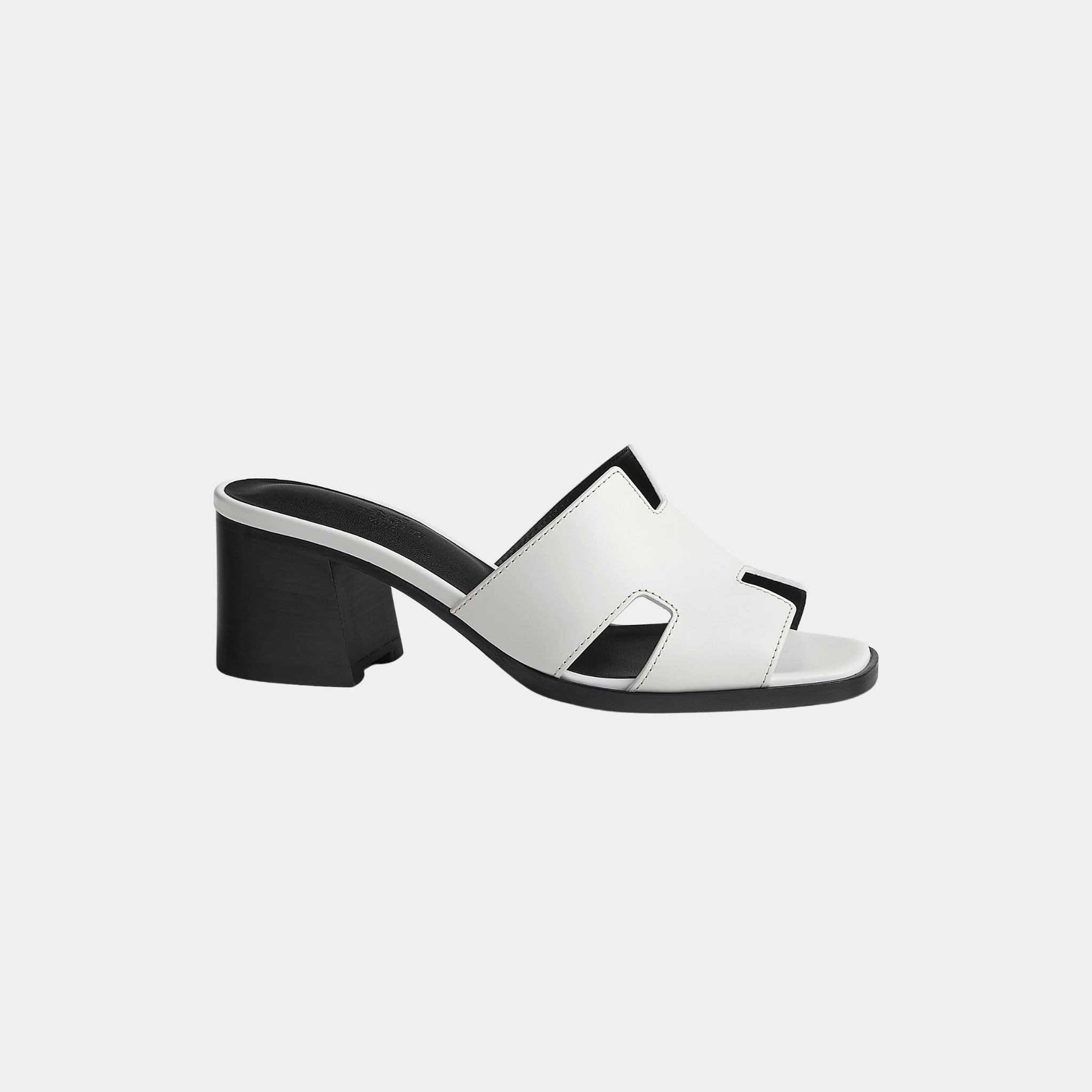 Hermes Helia 60 High Heel Calfskin Sandal, Blanc, SIde