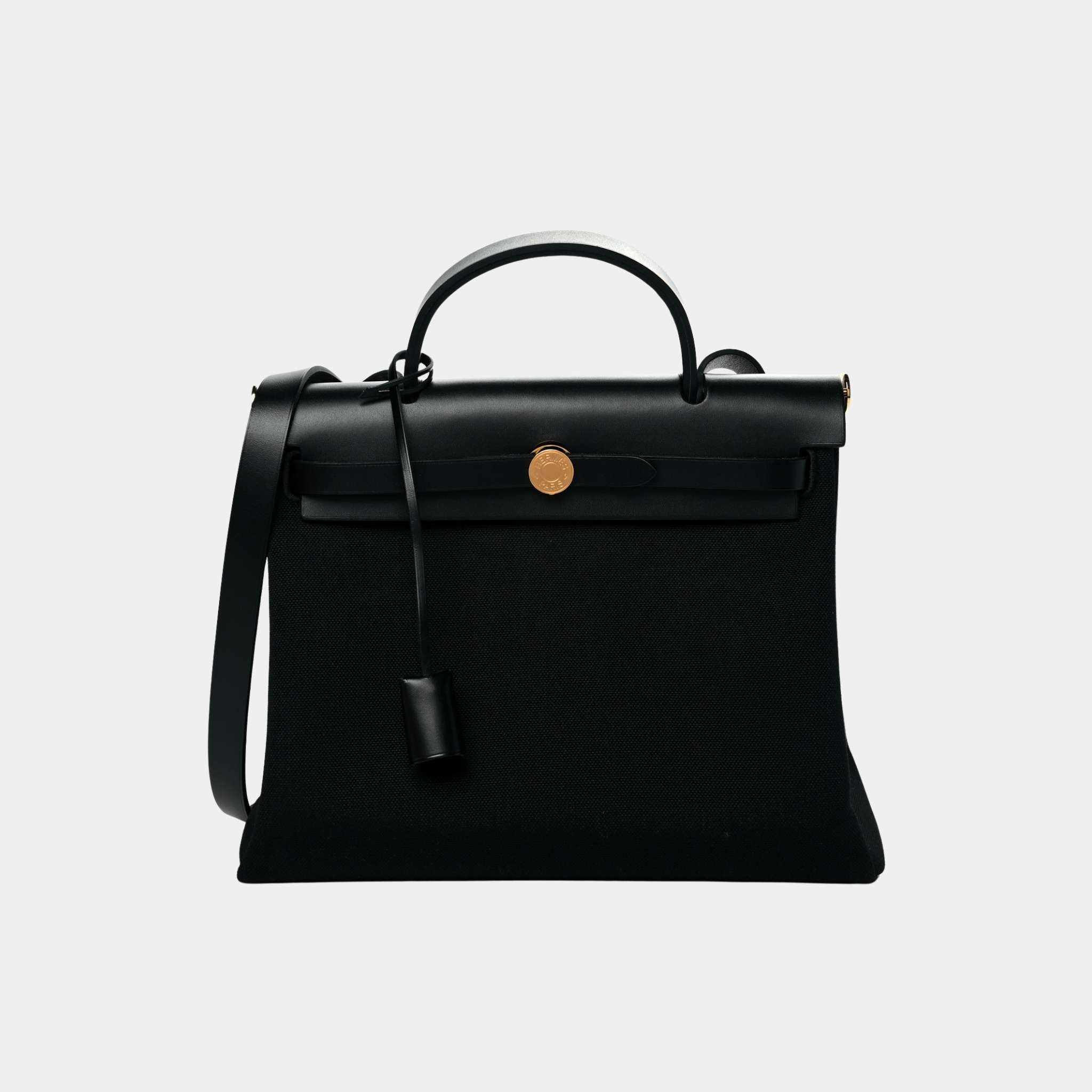 Hermes Herbag 31 Toile Vache Hunter Black, Front
