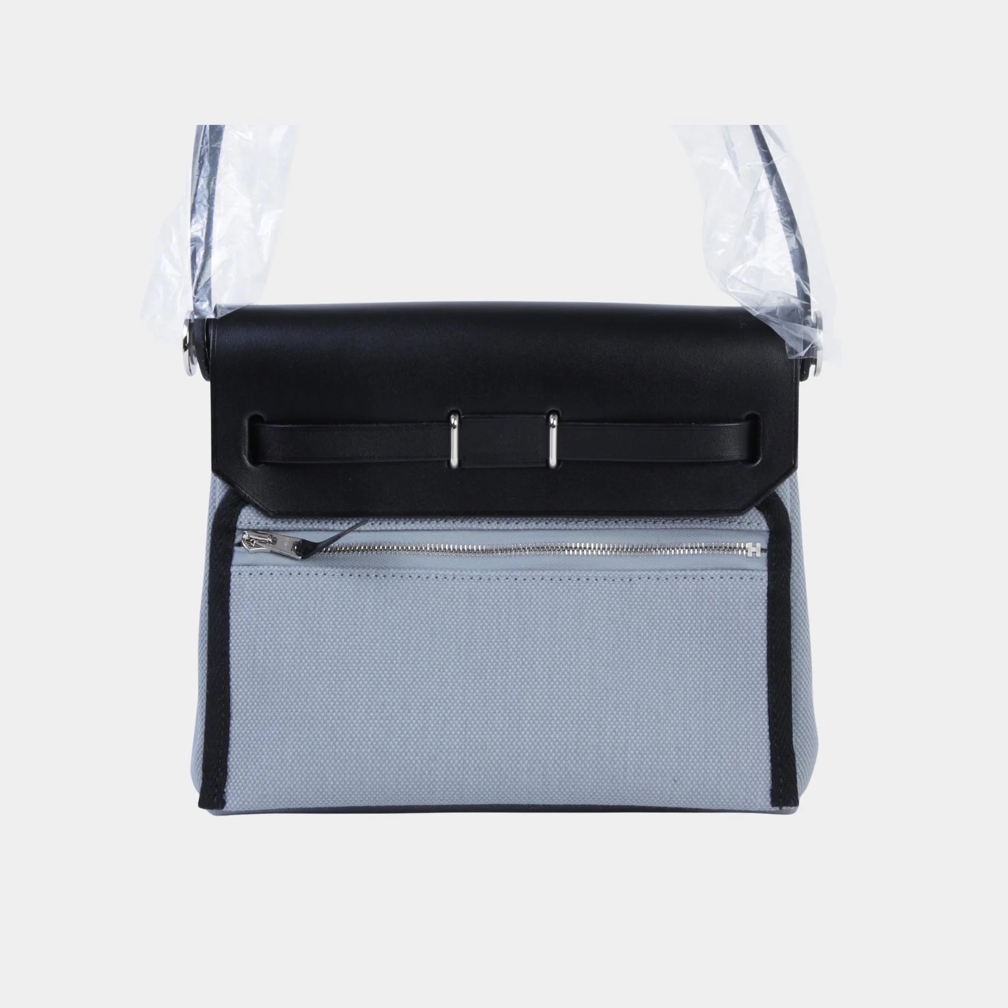 Hermes Herbag Zip Mini Vache Hunter-Canvas Black/Gris Pantin PHW, Back