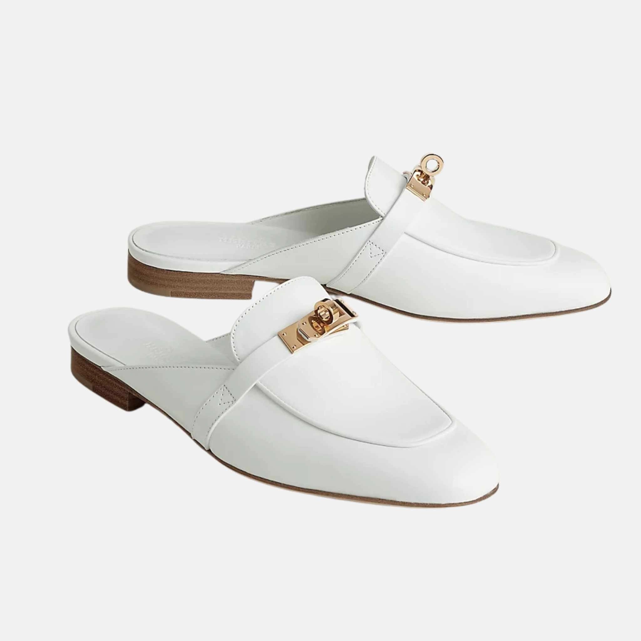 Oz mule Calfskin PBHW, Blanc, Front