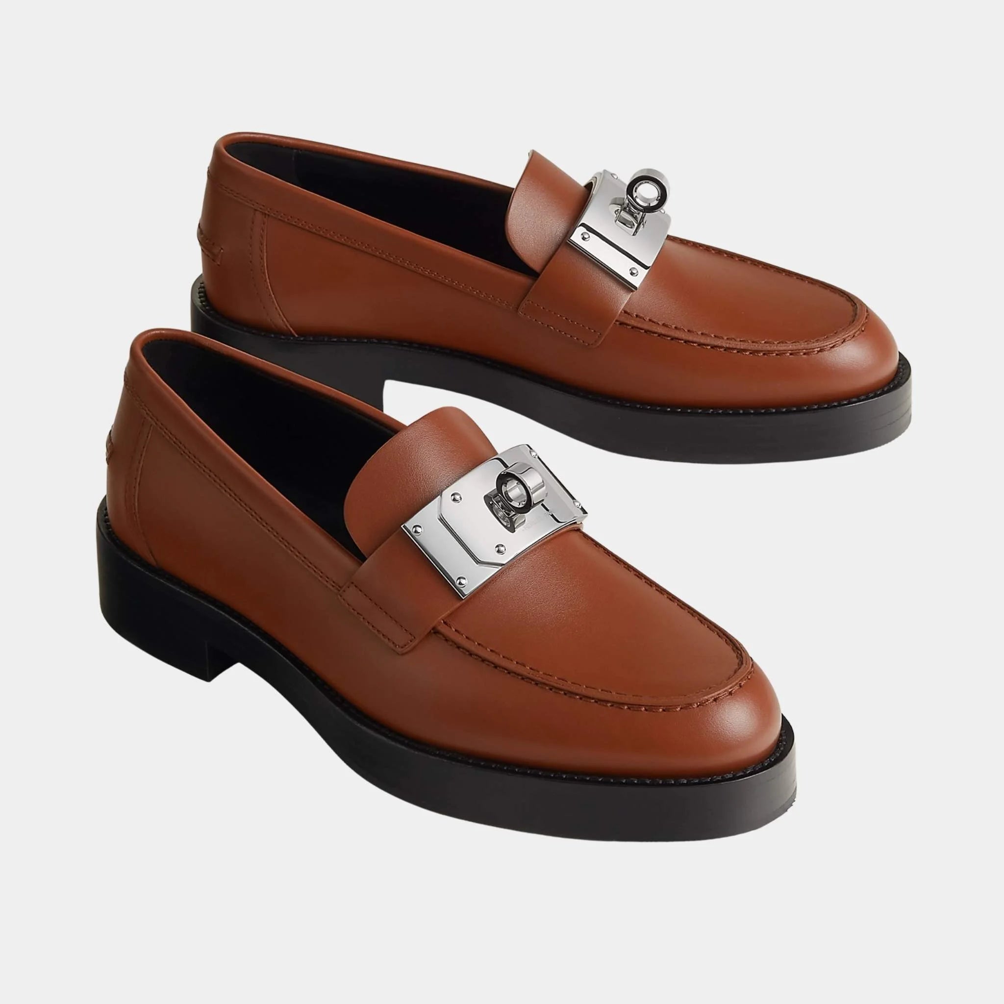 Hermes Hot Loafers in Calfskin, Gold, Front
