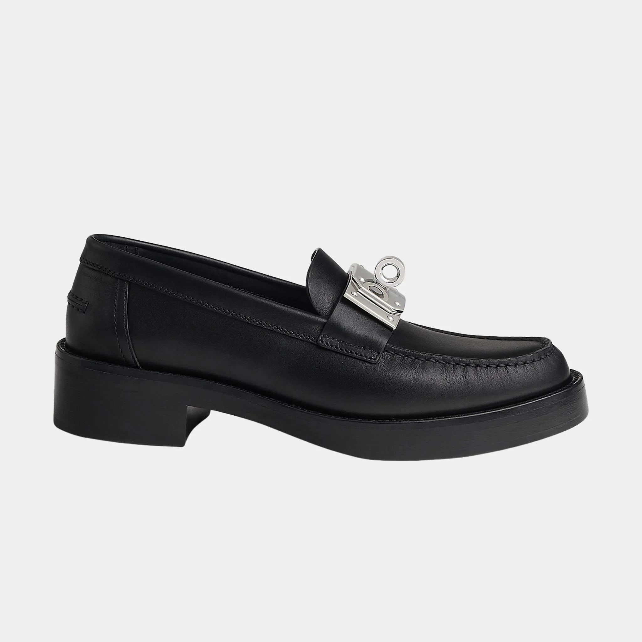 Hermes Hot Loafers in Calfskin, Noir, Side