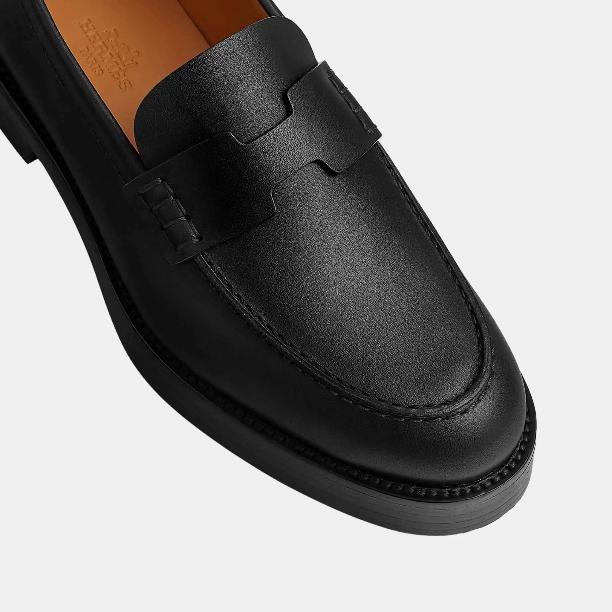 Hermes Hour Loafer in Calfskin, Noir, Top