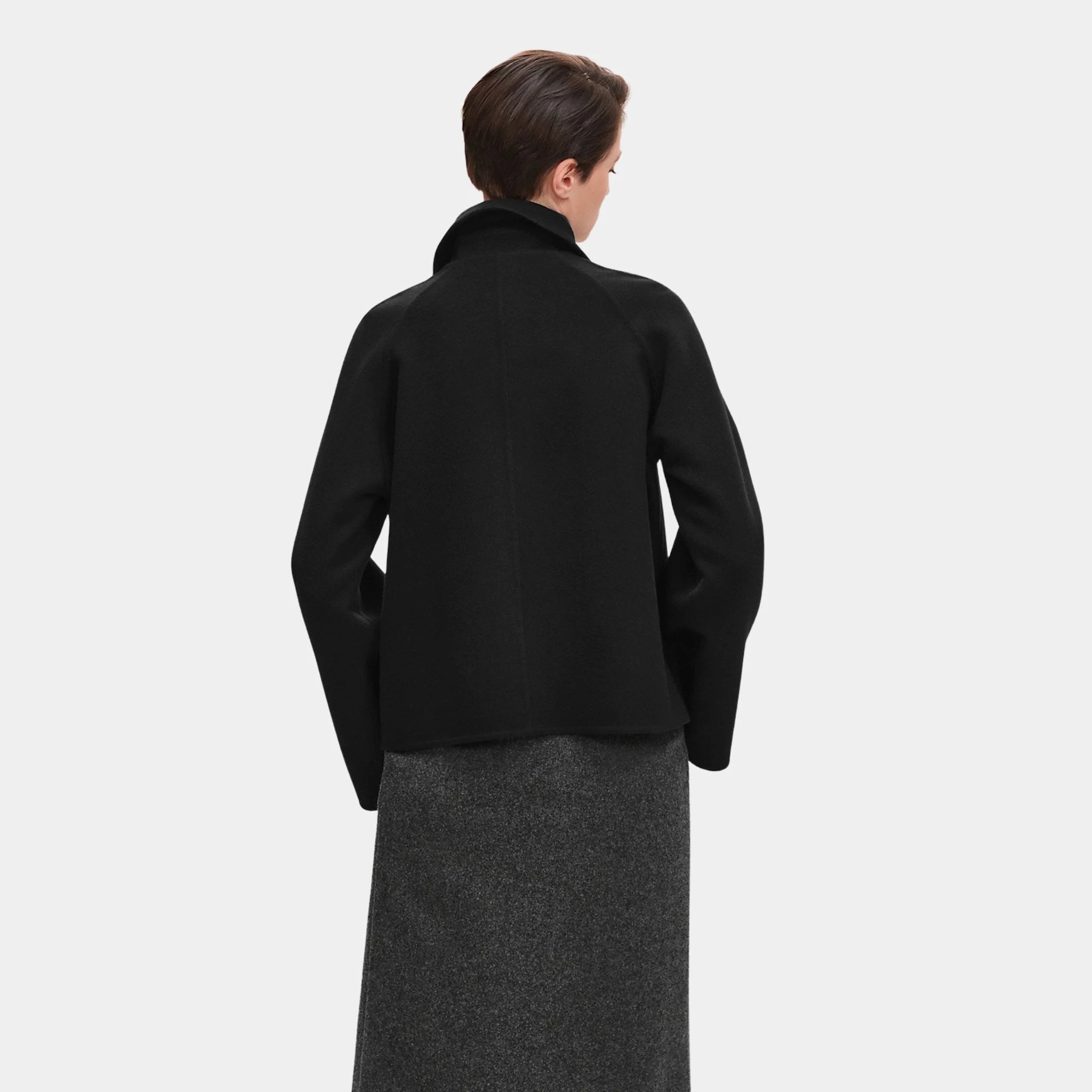Hermes Jacket in Double-sided Cashmere, Noir, Back