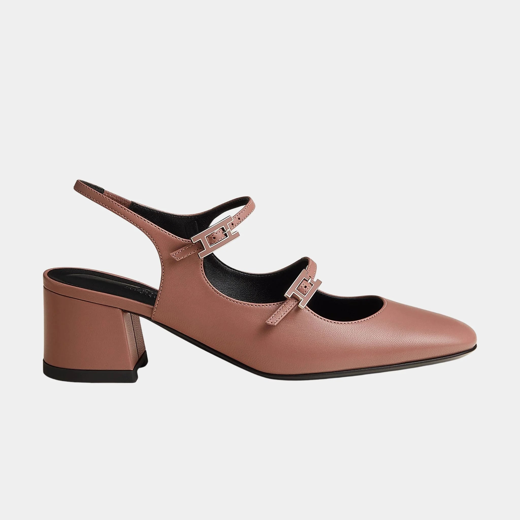 Hermes Jackie 50 Pump in Goatskin, Rose Antique, Side