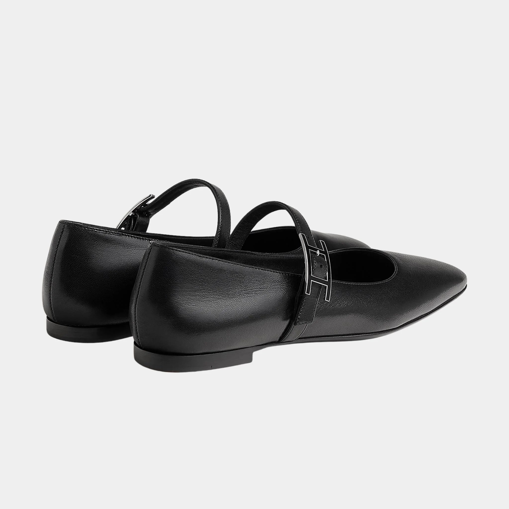 Hermes Jane Ballerinas in Goatskin, Noir, Back