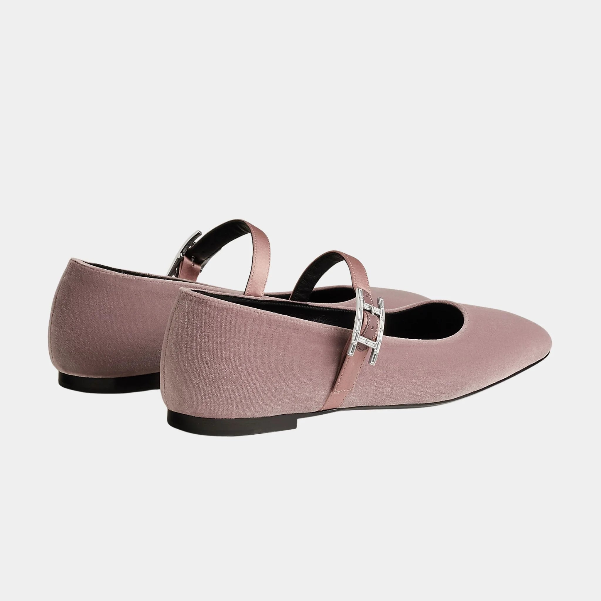 Hermes Jane Ballerinas in Velvet and Satin Fabric, Bruyere, Back