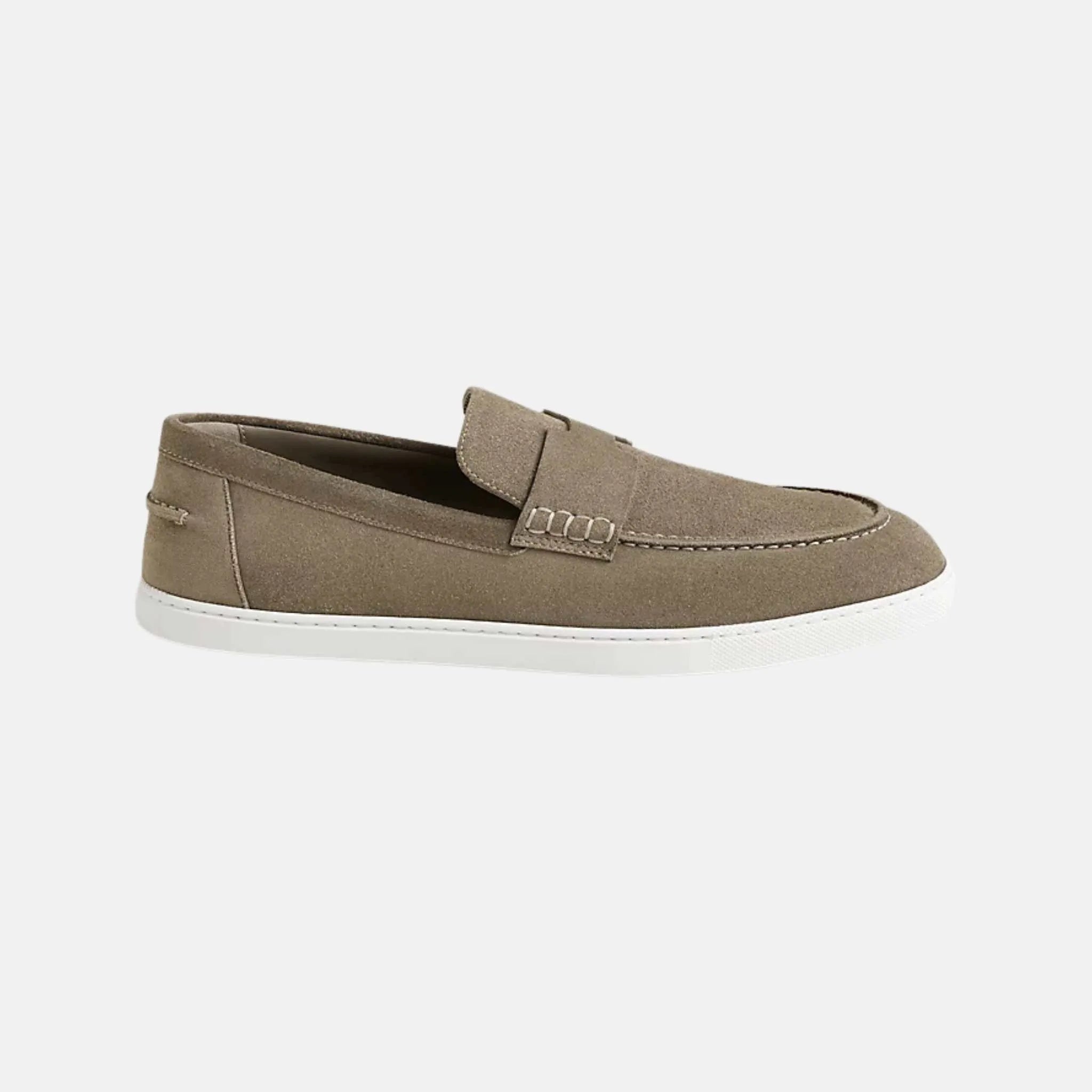Hermes Job Loafer Suede Calfskin, Etoupe, Side