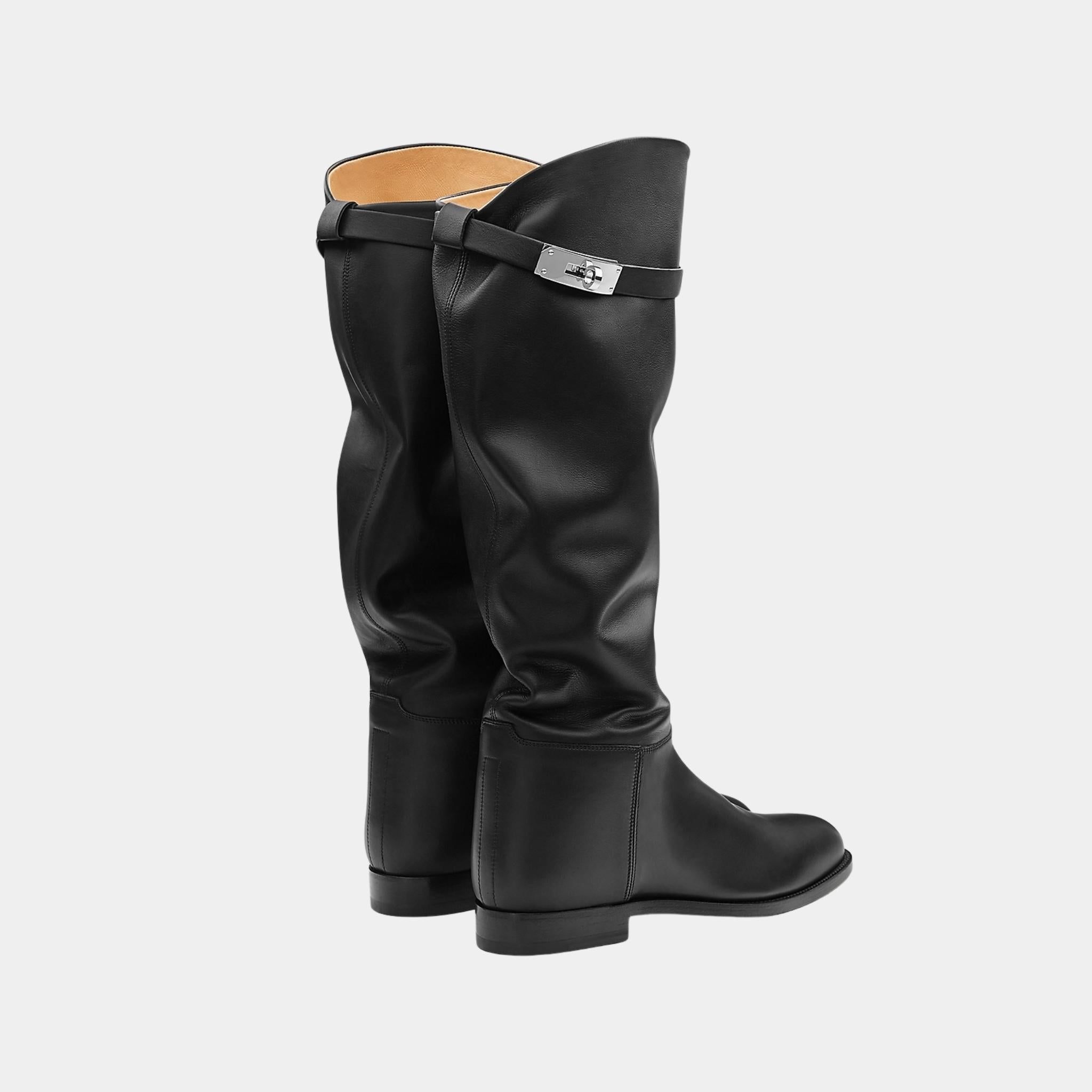 Hermes Jumping Boots in Supple Calfskin, Noir, Back